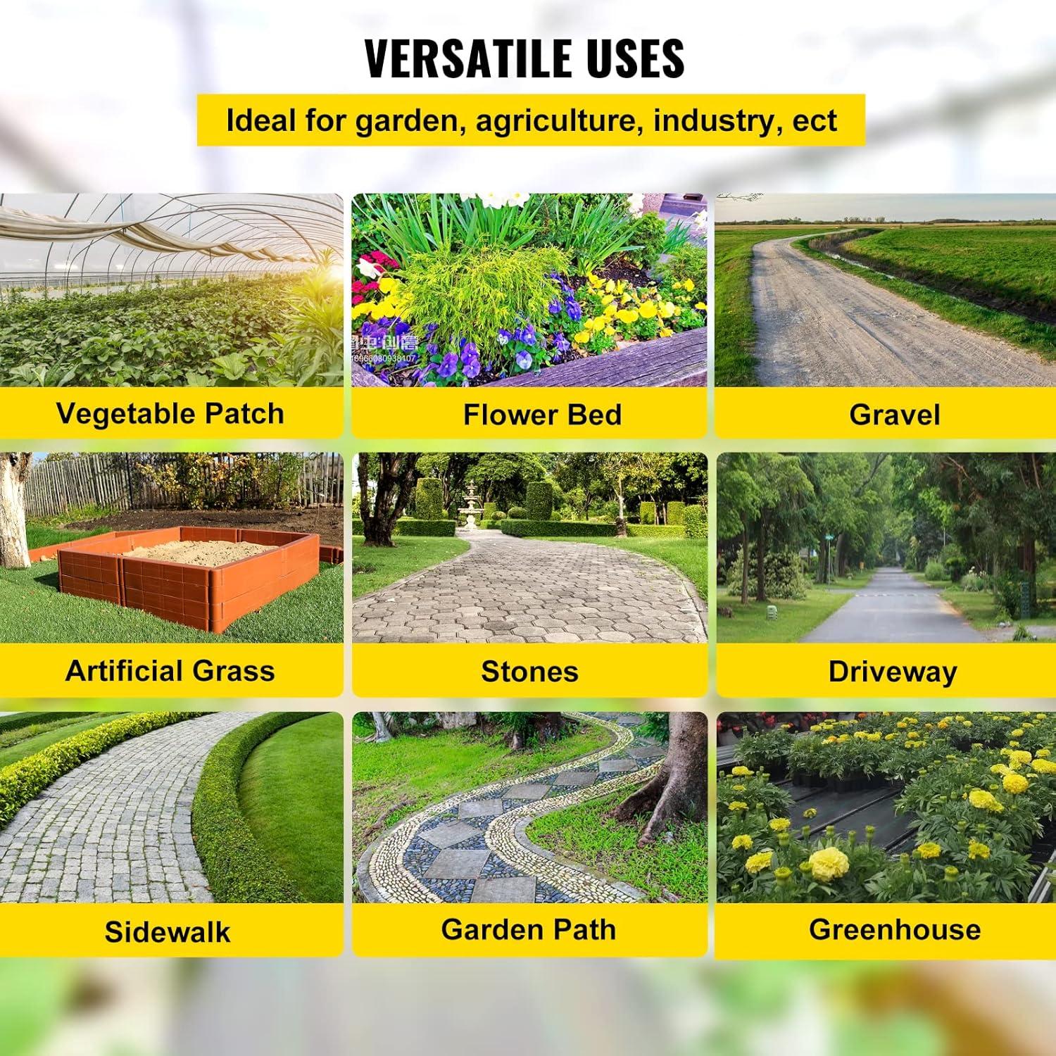 image:imageHappybuy 6x300ft Premium Weed Barrier Landscape Fabric Heavy Duty 24OZ Woven Weed Control Fabric High Permeability Good for Flower Bed Geotextile Fabric Underlayment Driveway Fabric Ground Cover3FTx300FT32OZ