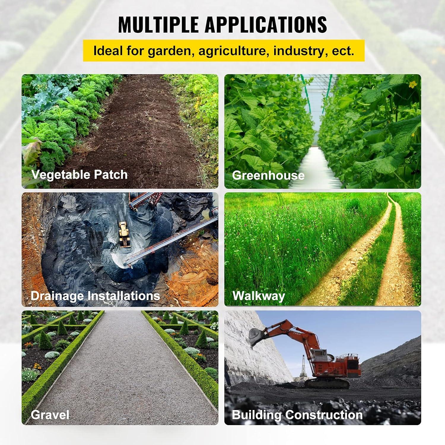 image:imageHappybuy 6x300ft Premium Weed Barrier Landscape Fabric Heavy Duty 24OZ Woven Weed Control Fabric High Permeability Good for Flower Bed Geotextile Fabric Underlayment Driveway Fabric Ground Cover3FTx50FT5OZ