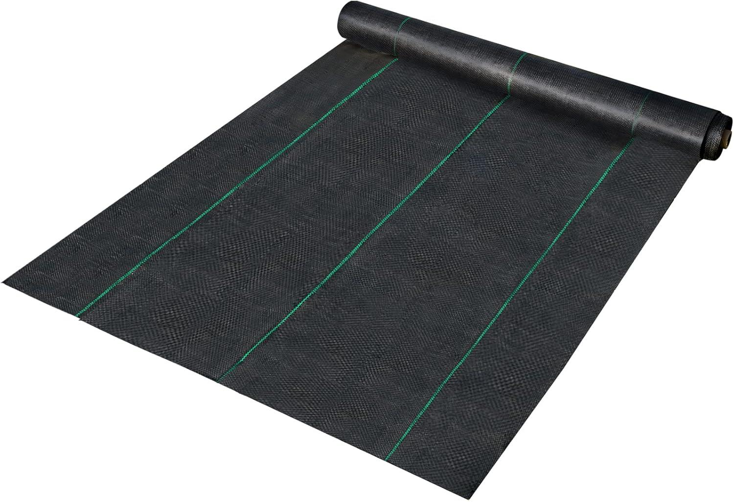image:imageHappybuy 6x300ft Premium Weed Barrier Landscape Fabric Heavy Duty 24OZ Woven Weed Control Fabric High Permeability Good for Flower Bed Geotextile Fabric Underlayment Driveway Fabric Ground Cover6FTx300FT24OZ