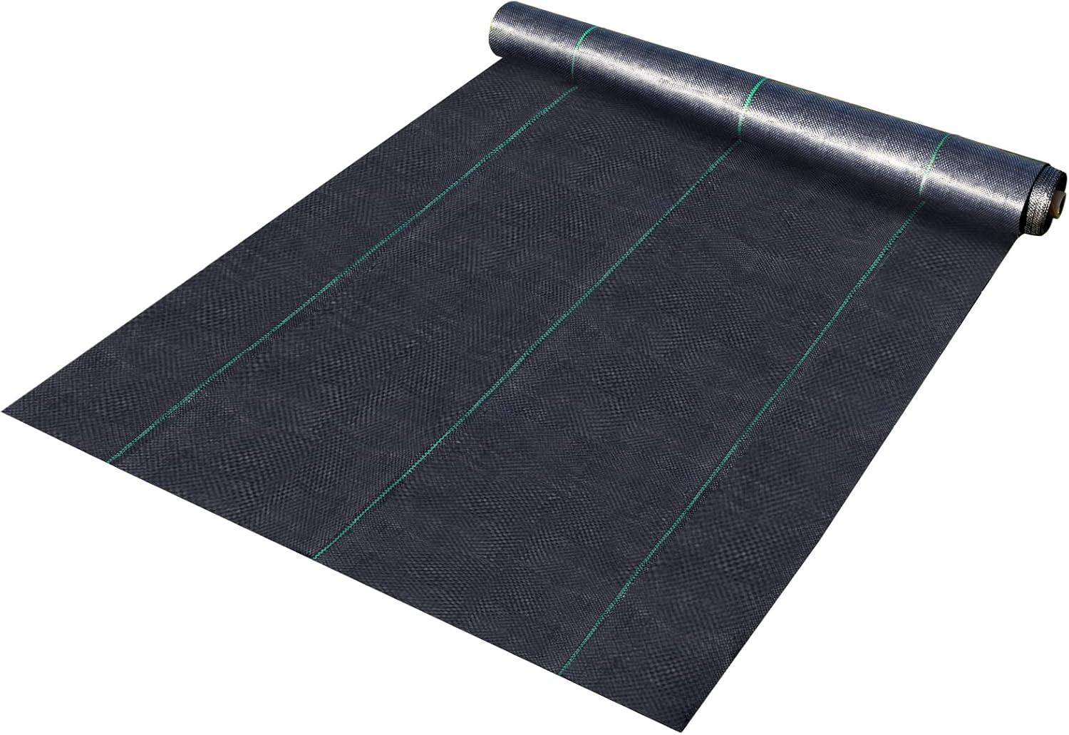 image:imageHappybuy 6x300ft Premium Weed Barrier Landscape Fabric Heavy Duty 24OZ Woven Weed Control Fabric High Permeability Good for Flower Bed Geotextile Fabric Underlayment Driveway Fabric Ground Cover4FTx250FT5OZ