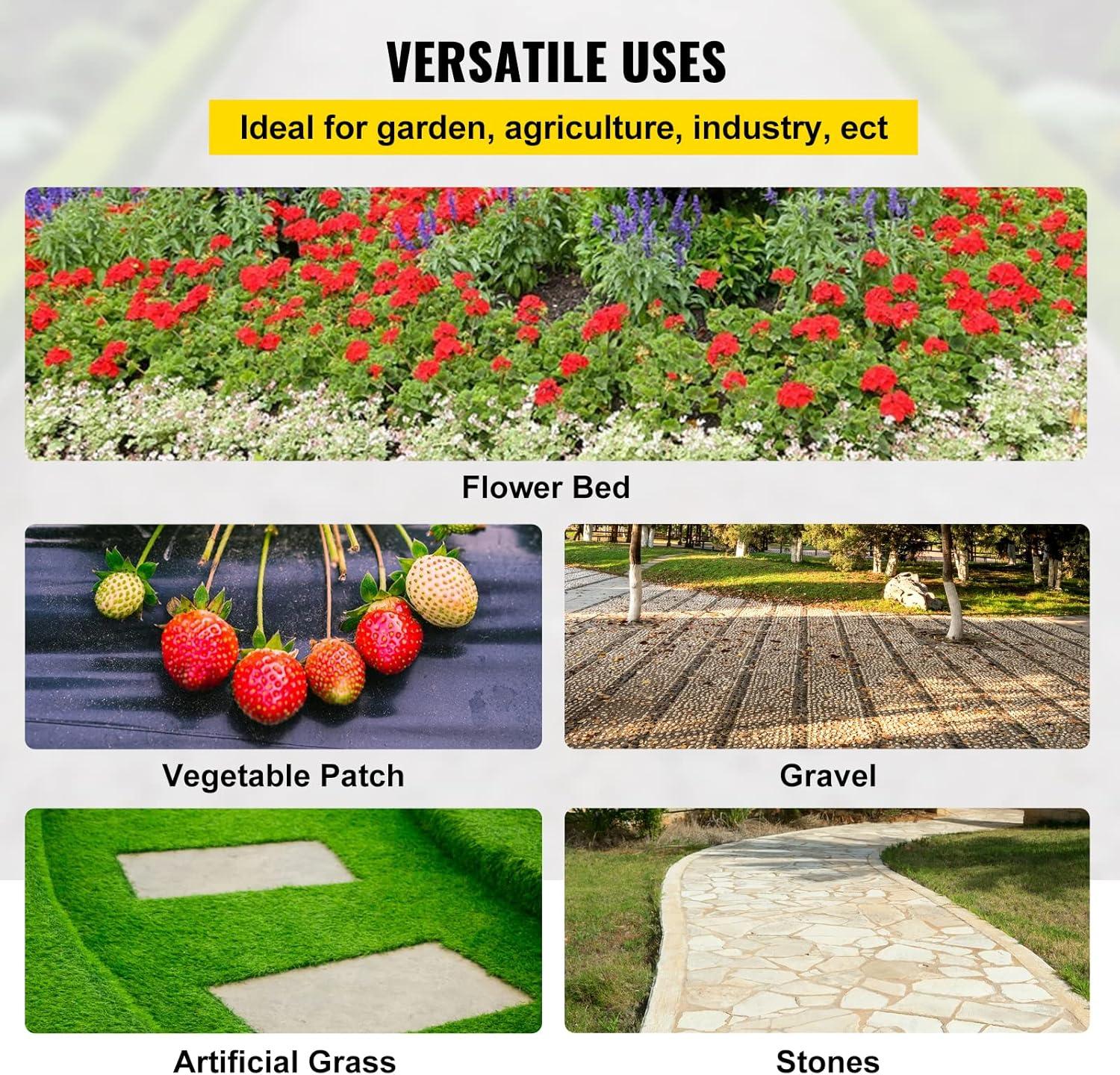 image:imageHappybuy 6x300ft Premium Weed Barrier Landscape Fabric Heavy Duty 24OZ Woven Weed Control Fabric High Permeability Good for Flower Bed Geotextile Fabric Underlayment Driveway Fabric Ground Cover6FTx300FT24OZ