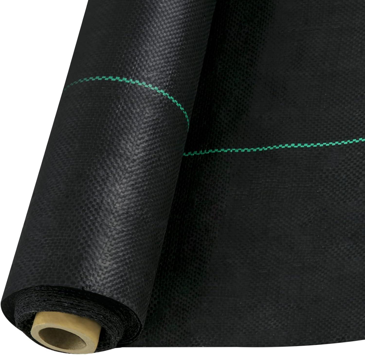 image:imageHappybuy 6x300ft Premium Weed Barrier Landscape Fabric Heavy Duty 24OZ Woven Weed Control Fabric High Permeability Good for Flower Bed Geotextile Fabric Underlayment Driveway Fabric Ground Cover3FTx300FT32OZ