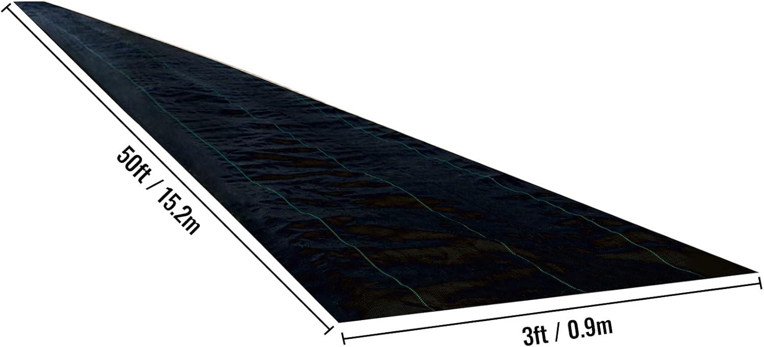 image:imageHappybuy 6x300ft Premium Weed Barrier Landscape Fabric Heavy Duty 24OZ Woven Weed Control Fabric High Permeability Good for Flower Bed Geotextile Fabric Underlayment Driveway Fabric Ground Cover3FTx50FT5OZ