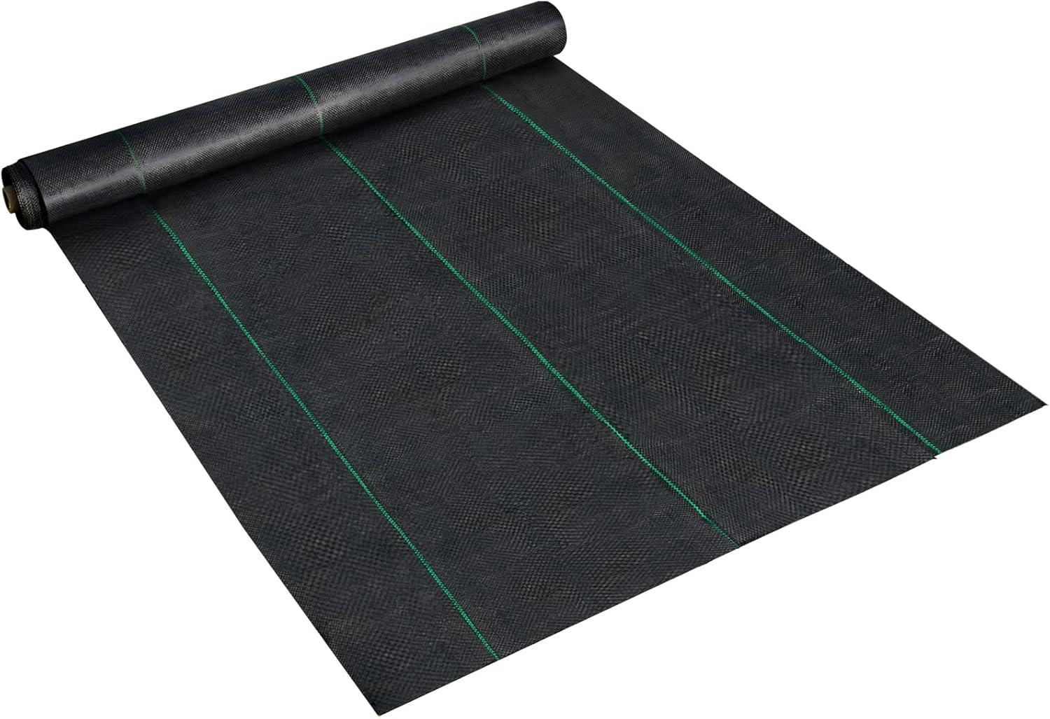 image:imageHappybuy 6x300ft Premium Weed Barrier Landscape Fabric Heavy Duty 24OZ Woven Weed Control Fabric High Permeability Good for Flower Bed Geotextile Fabric Underlayment Driveway Fabric Ground Cover65FTx300FT3OZ