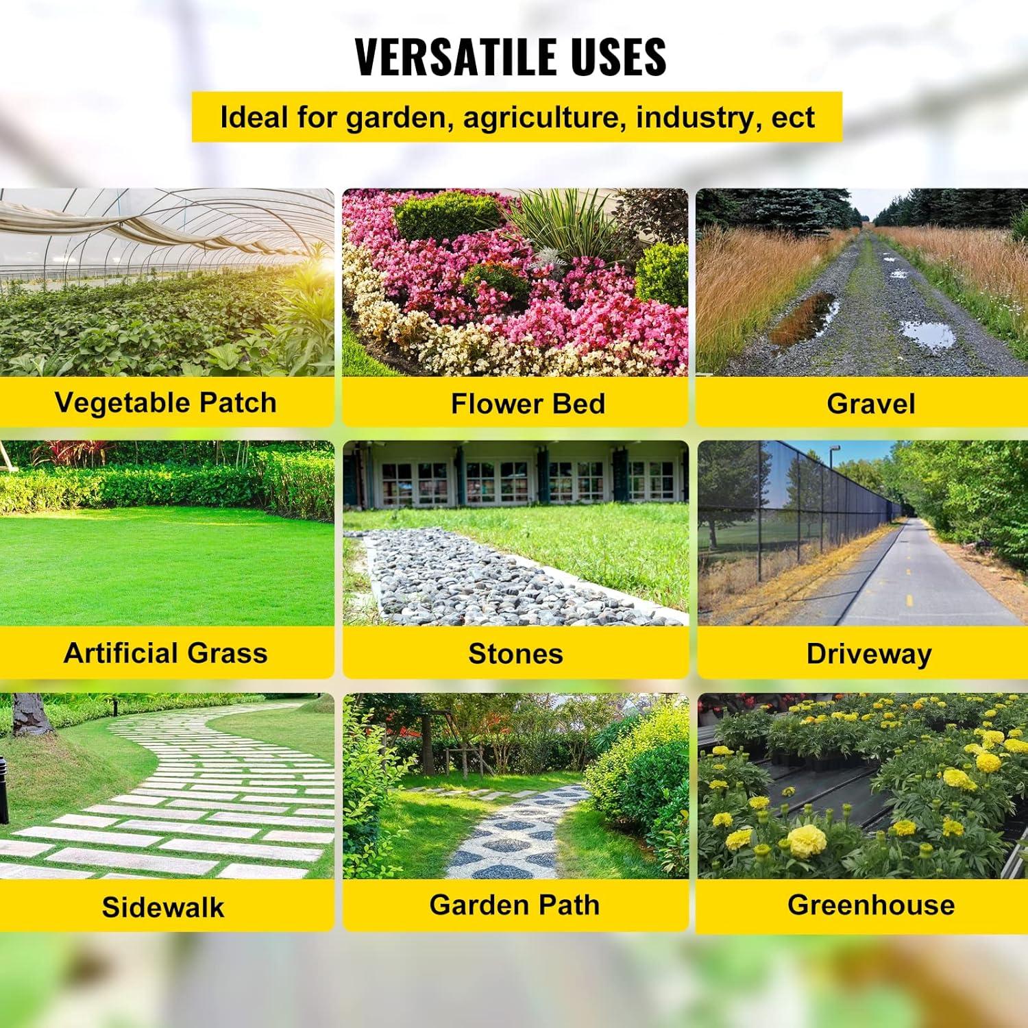image:imageHappybuy 6x300ft Premium Weed Barrier Landscape Fabric Heavy Duty 24OZ Woven Weed Control Fabric High Permeability Good for Flower Bed Geotextile Fabric Underlayment Driveway Fabric Ground Cover65FTx330FT32OZ