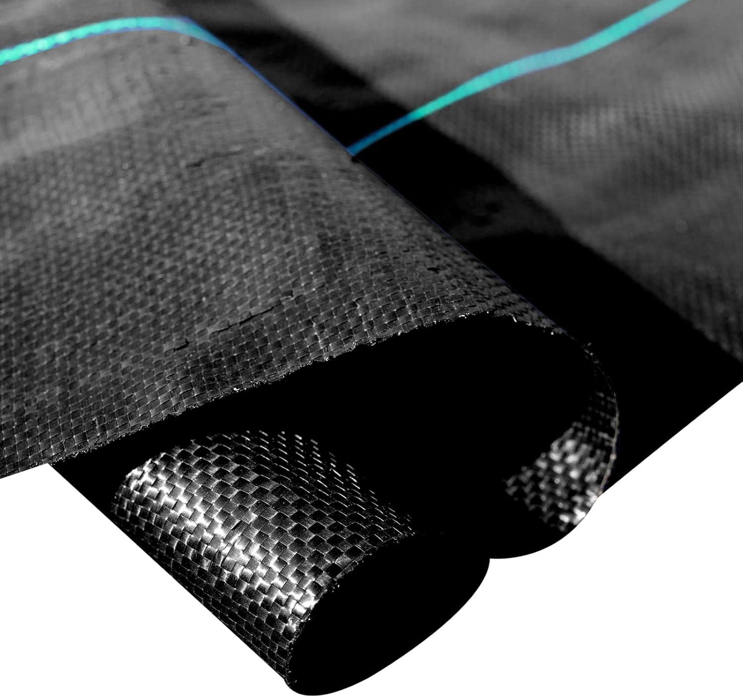 image:imageHappybuy 6x300ft Premium Weed Barrier Landscape Fabric Heavy Duty 24OZ Woven Weed Control Fabric High Permeability Good for Flower Bed Geotextile Fabric Underlayment Driveway Fabric Ground Cover3FTx300FT32OZ