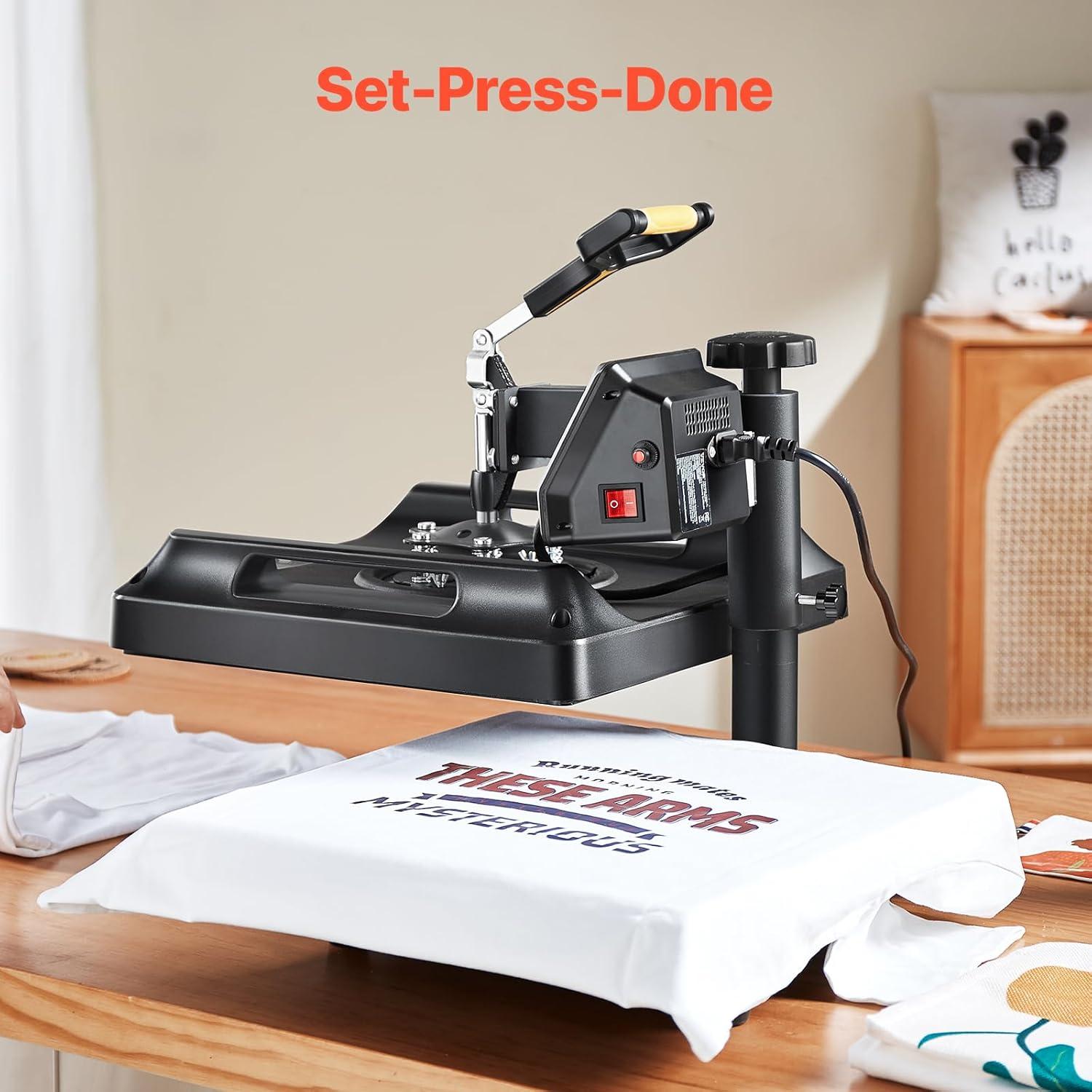 image:imageVEVOR 15x15 Heat Press Machine 8 in 1 Combo with 30 OZ Tumbler Press amp Hat Press Slide Out Heat Press Sublimation Machine for TShirts Hats Caps Tumblers Glass Cans Mugs and Plates Light Green8in115x15Black