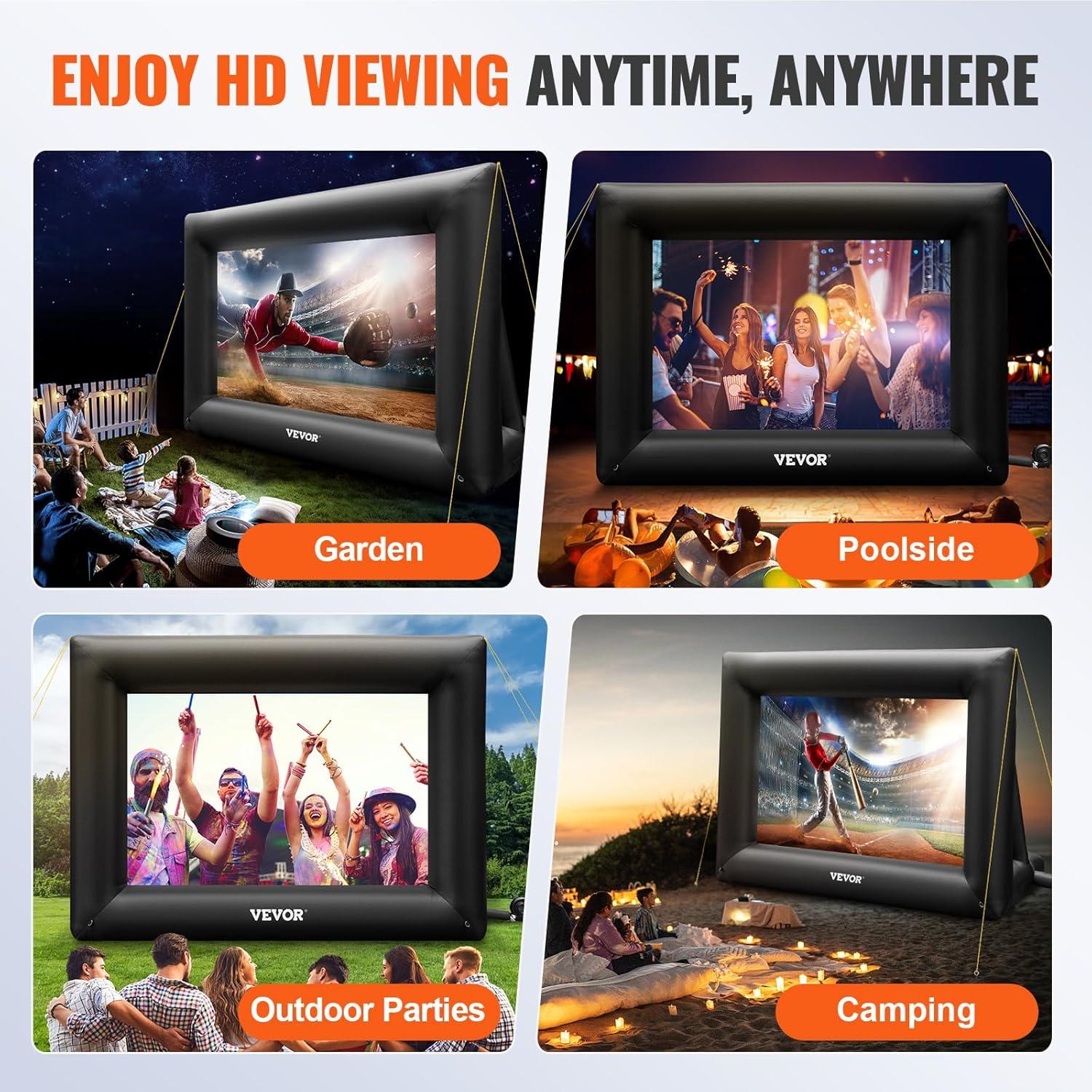 image:imageVEVOR 16FT Inflatable Movie Screen Outdoor Inflatable Projector Screen with Portable Storage Bag 169 Easy Set Up Movie Projection for Outdoor Backyard Home Theater Theme Party24 Feet