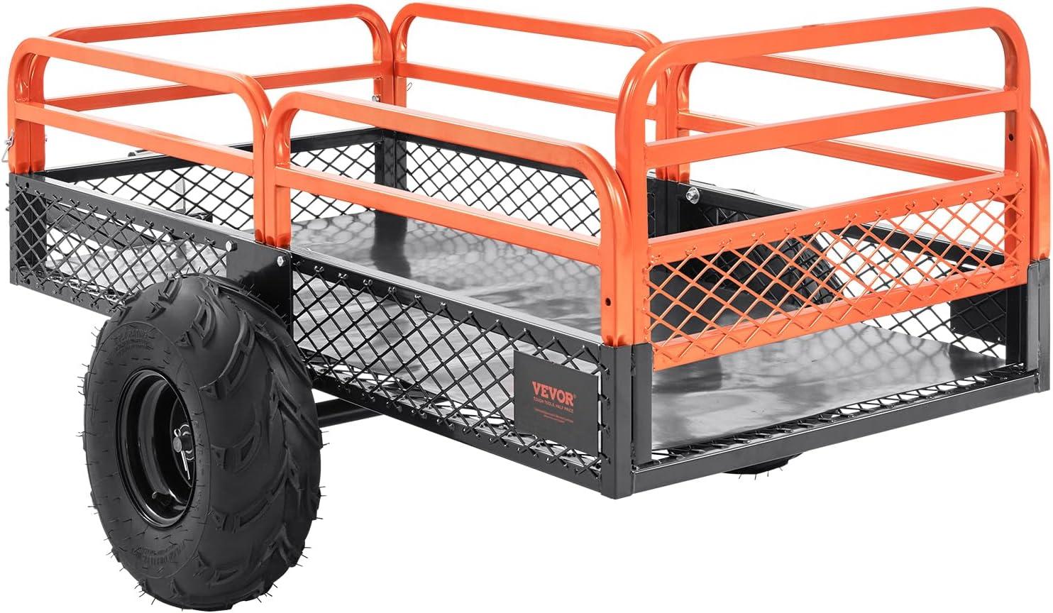 image:imageVEVOR 22 CuFt 1600Lbs Steel ATV UTV Trailer Tow Behind Dump Cart Heavy Duty Pull Behind Utility Dump Trailer for Lawn Mower Trailer Tractor Garden Yard with Removable Rear Panel1500pound15cuft