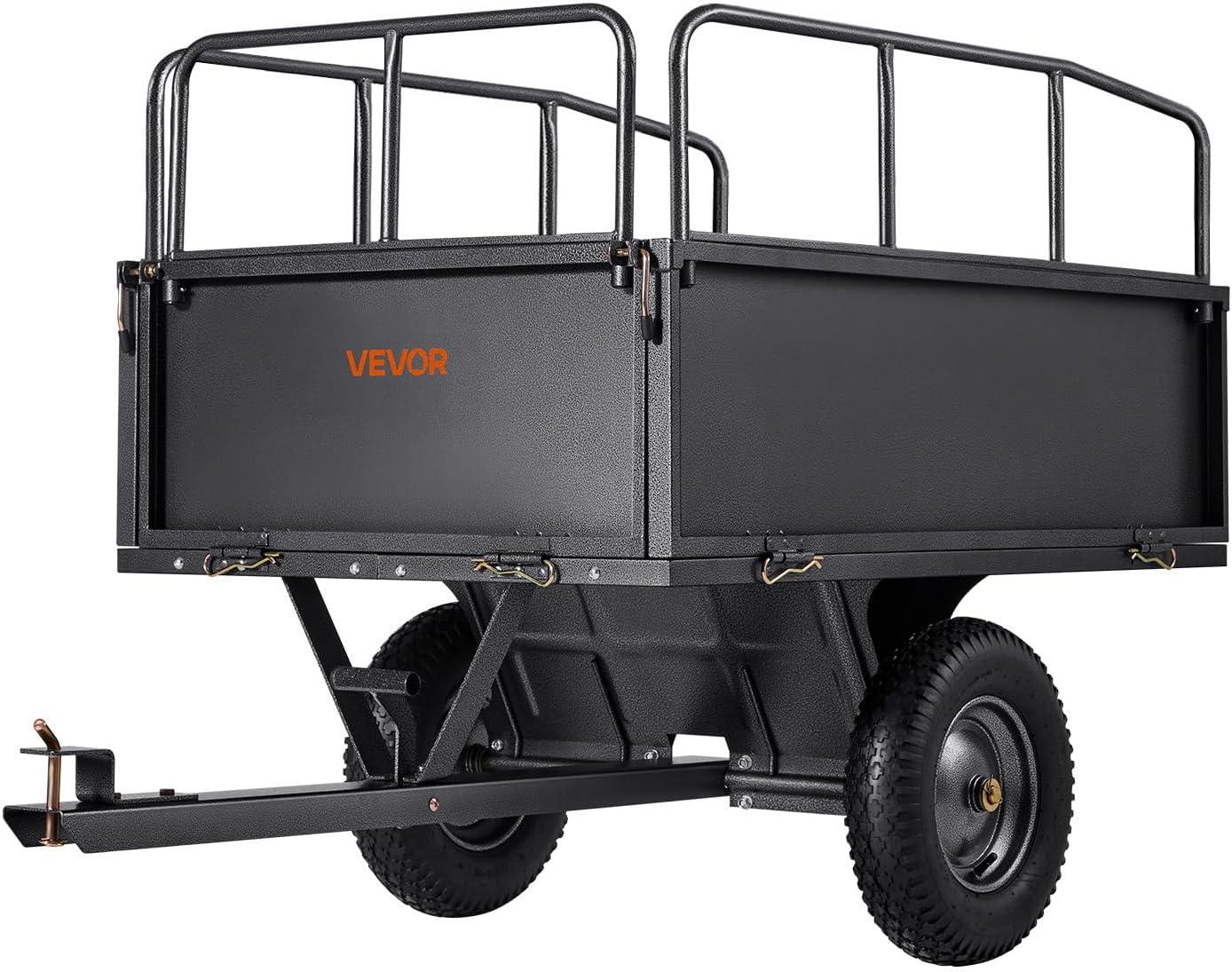 image:imageVEVOR 22 CuFt 1600Lbs Steel ATV UTV Trailer Tow Behind Dump Cart Heavy Duty Pull Behind Utility Dump Trailer for Lawn Mower Trailer Tractor Garden Yard with Removable Rear Panel600Lbs17cuft