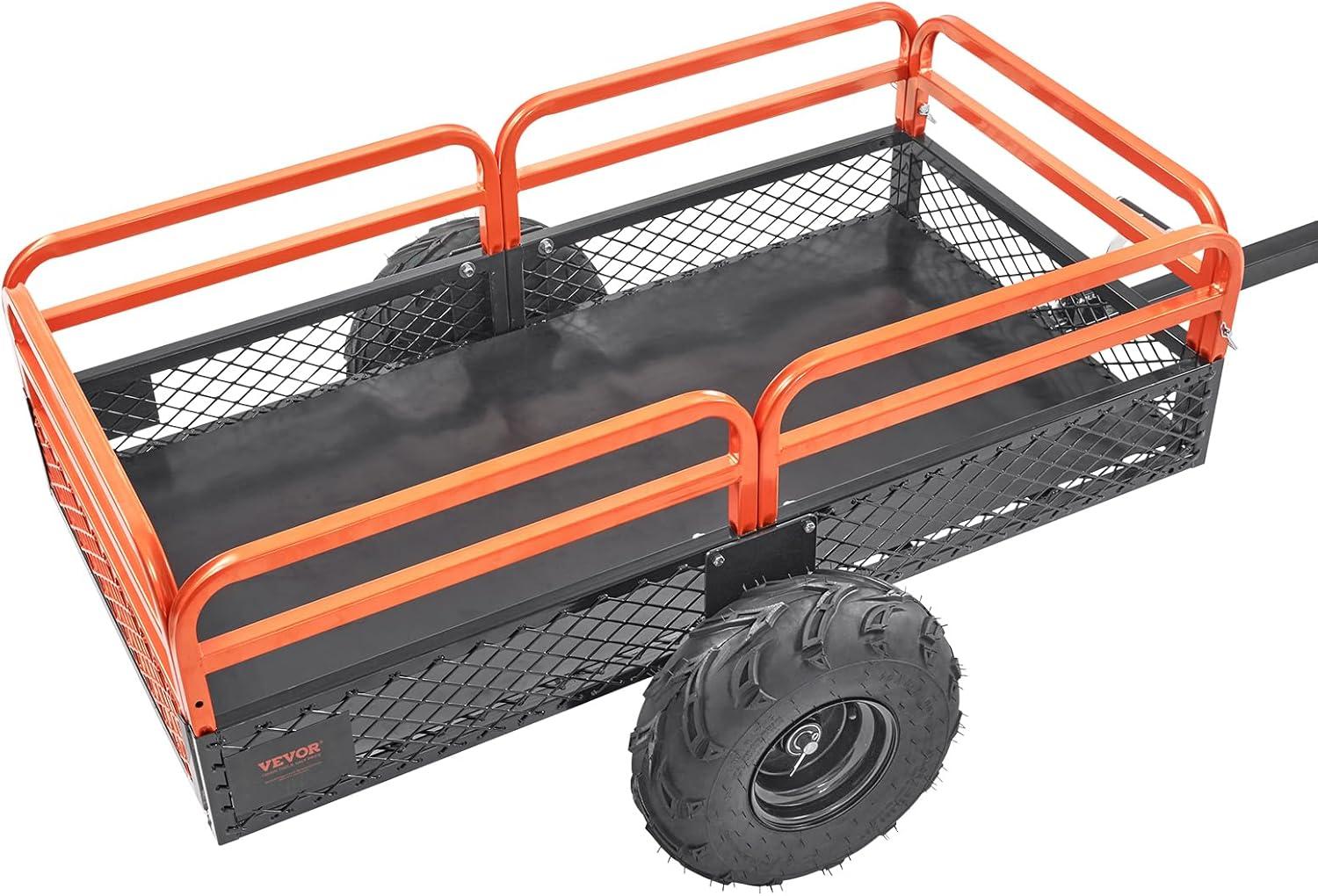 image:imageVEVOR 22 CuFt 1600Lbs Steel ATV UTV Trailer Tow Behind Dump Cart Heavy Duty Pull Behind Utility Dump Trailer for Lawn Mower Trailer Tractor Garden Yard with Removable Rear Panel1500pound15cuft