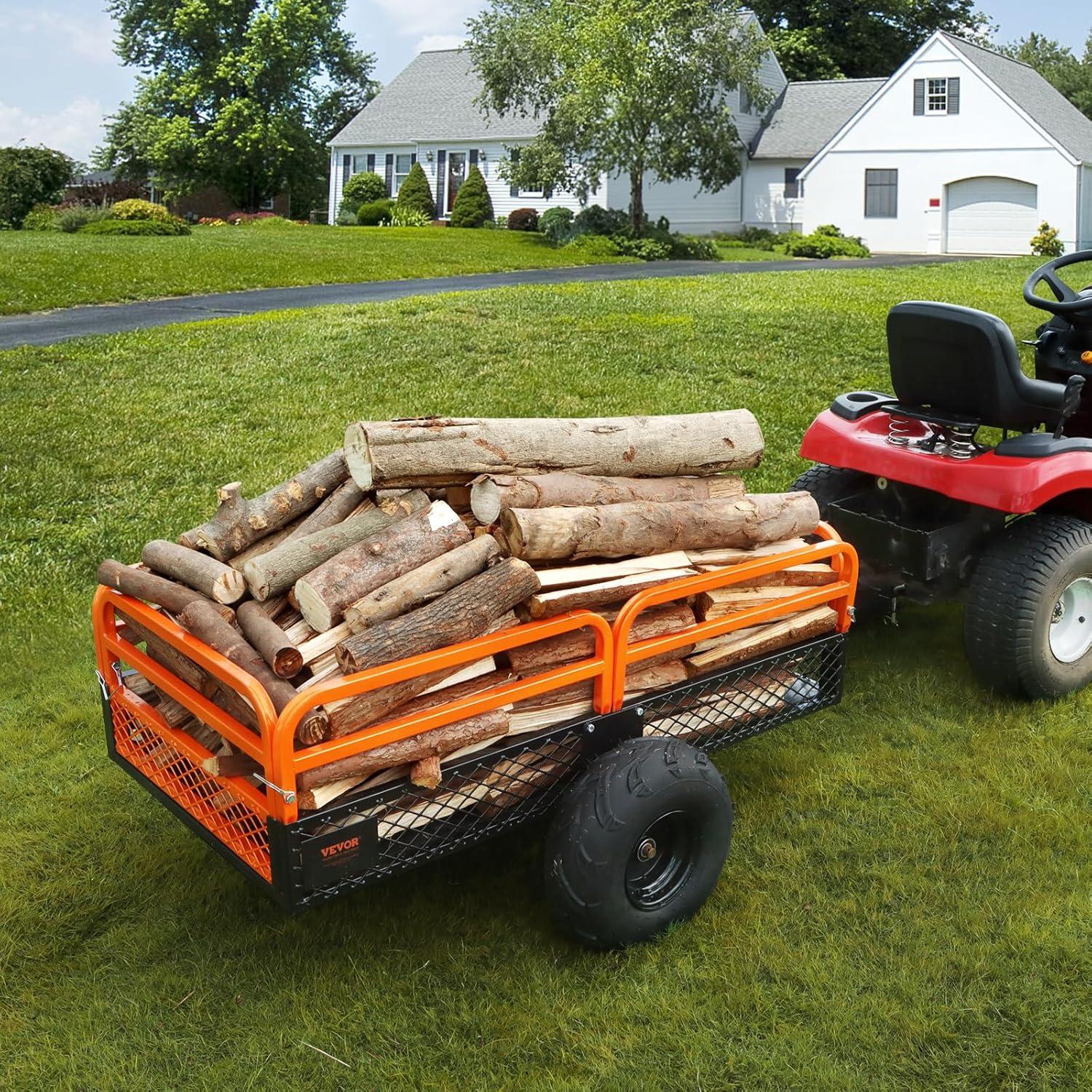 image:imageVEVOR 22 CuFt 1600Lbs Steel ATV UTV Trailer Tow Behind Dump Cart Heavy Duty Pull Behind Utility Dump Trailer for Lawn Mower Trailer Tractor Garden Yard with Removable Rear Panel1500pound15cuft
