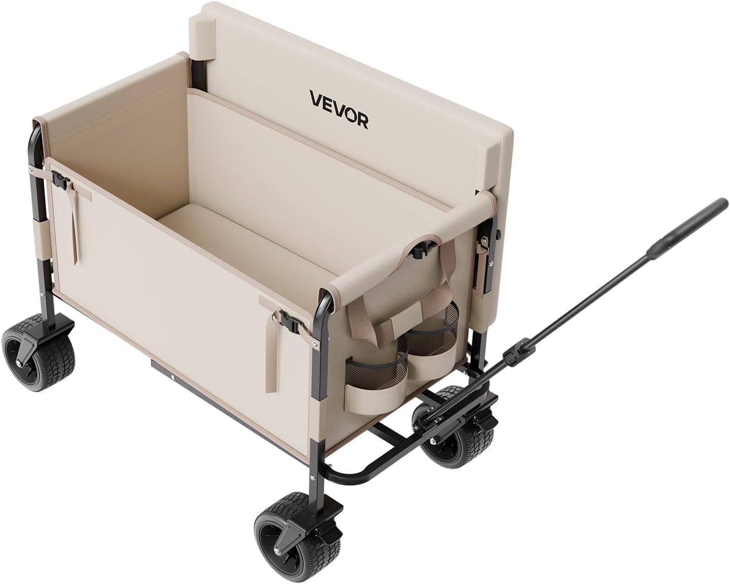 image:imageVEVOR 400L450lbs Large Collapsible Double Decker Wagon Foldable Heavy Duty Beach Wagon Cart with Big Wheels for Sand Folding Utility Sports Cart for Camping Garden550Lbs220L