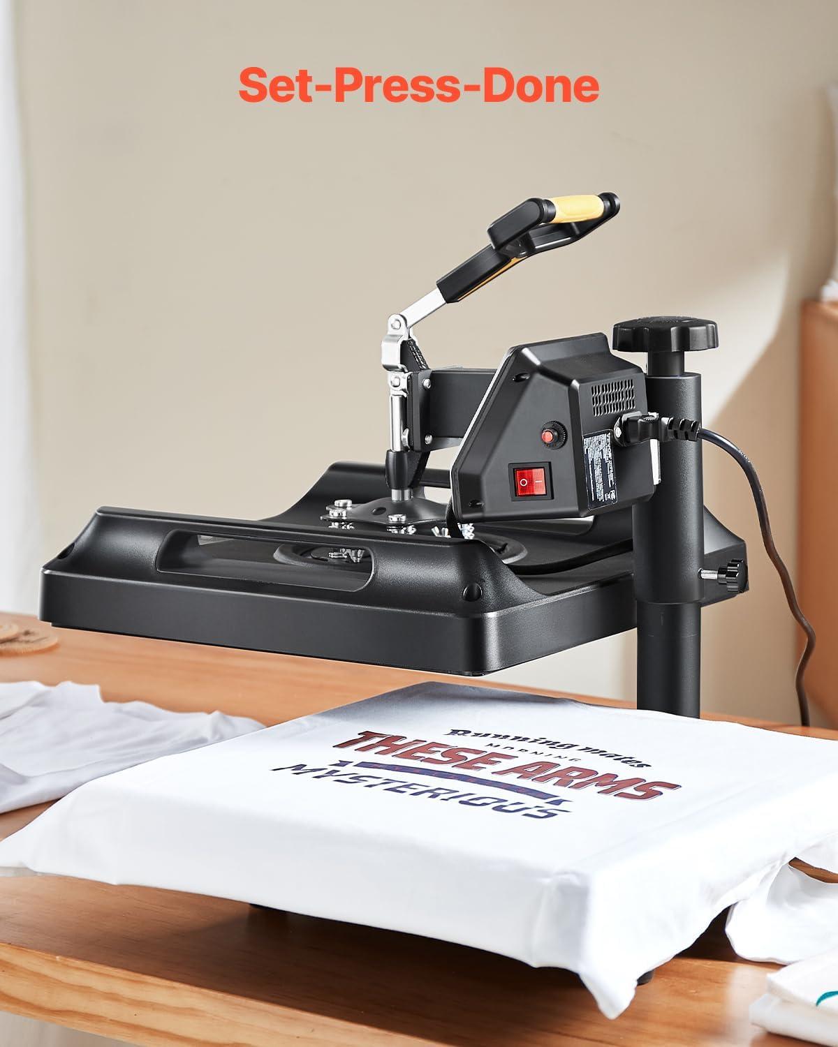 image:imageVEVOR 8 in 1 Heat Press Machine 15x15 Inch 360 Swing Away Tshirt Press Digital Professional Sublimation Heat Transfer for T Shirts Hat Cap Mug PlateBlack