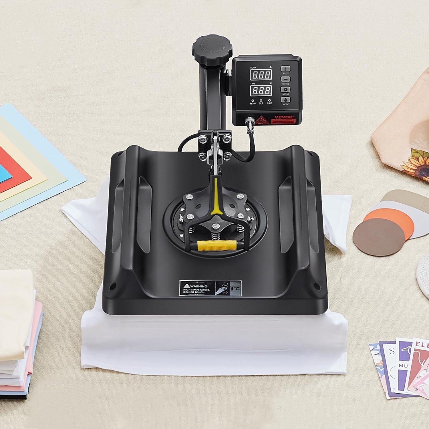 image:imageVEVOR 8 in 1 Heat Press Machine 15x15 Inch 360 Swing Away Tshirt Press Digital Professional Sublimation Heat Transfer for T Shirts Hat Cap Mug PlateBlack