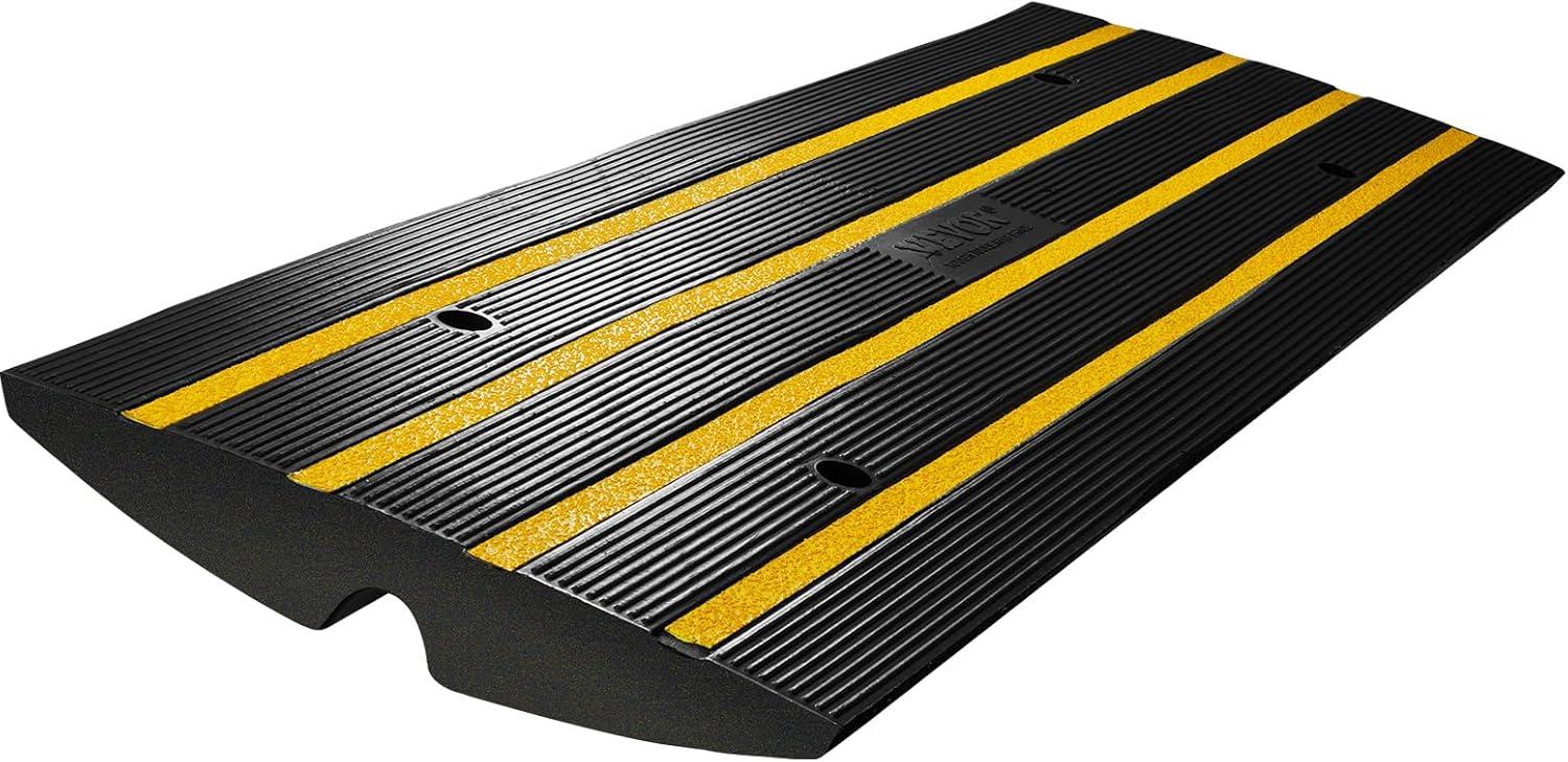 image:imageVEVOR Car Driveway Rubber Curb Ramp 2 Pack 488inchLong Heavy Duty Low Profile Slope Ramps 26 Rise 33069 lbs Load Capacity Reflective Safety Strips for Vehicles RVs and Wheelchairs1Pack484inlong