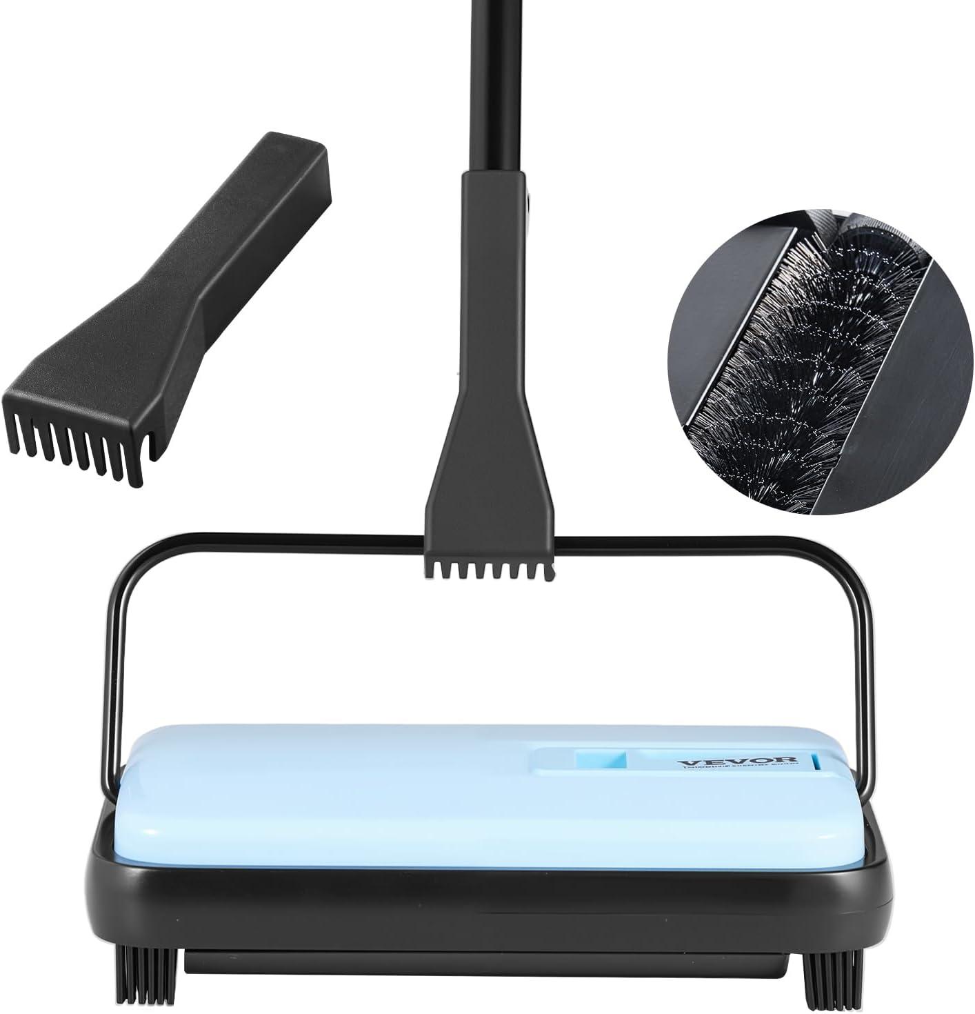 image:imageVEVOR Carpet Sweeper 787 in Sweeping Paths Floor Sweeper Manual Non Electric 300 ml Dustbin Capacity with Comb for Home Office Rugs Hardwood Surfaces Wood Floors Laminate Cleans Dust Pet HairBlue
