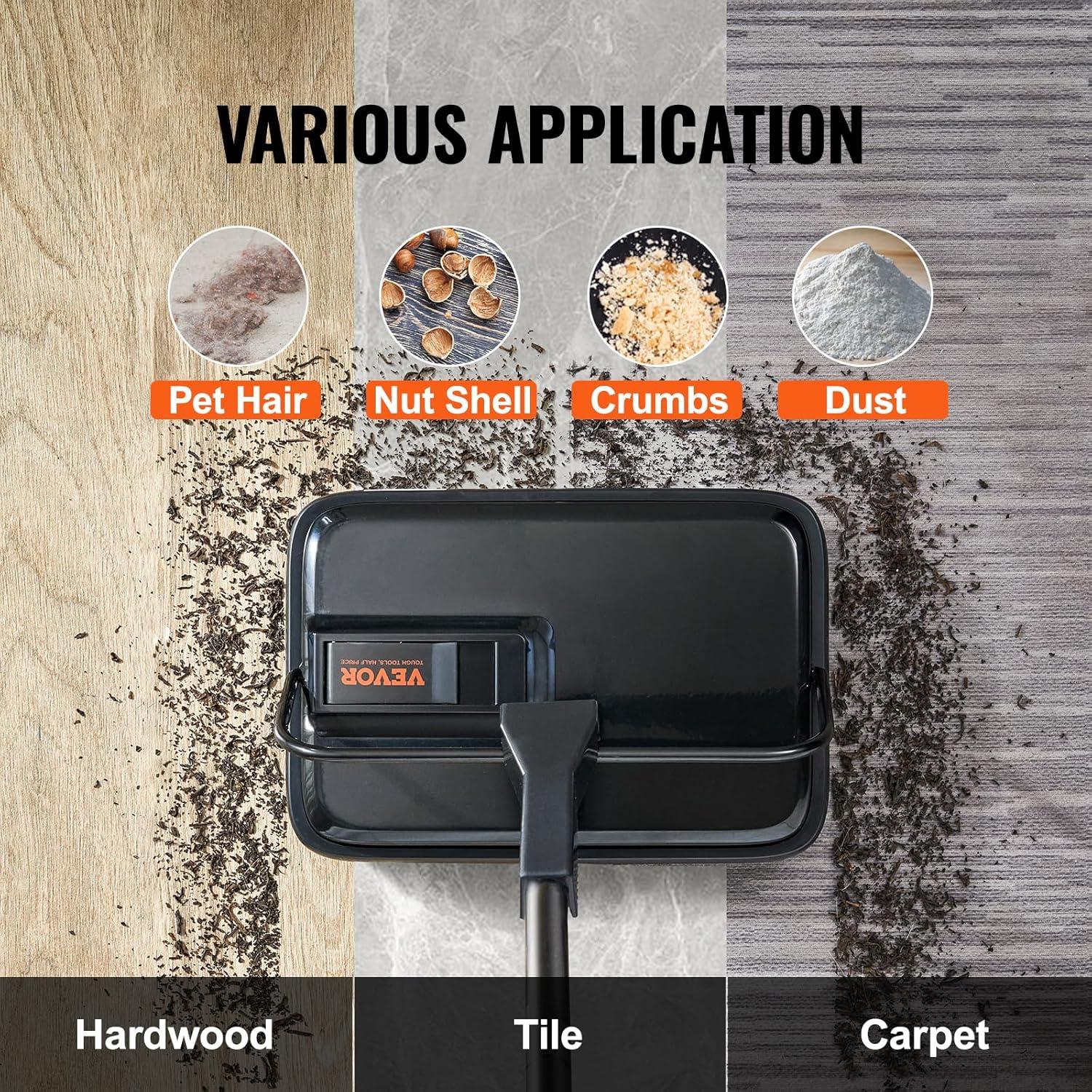 image:imageVEVOR Carpet Sweeper 787 in Sweeping Paths Floor Sweeper Manual Non Electric 300 ml Dustbin Capacity with Comb for Home Office Rugs Hardwood Surfaces Wood Floors Laminate Cleans Dust Pet HairBlack