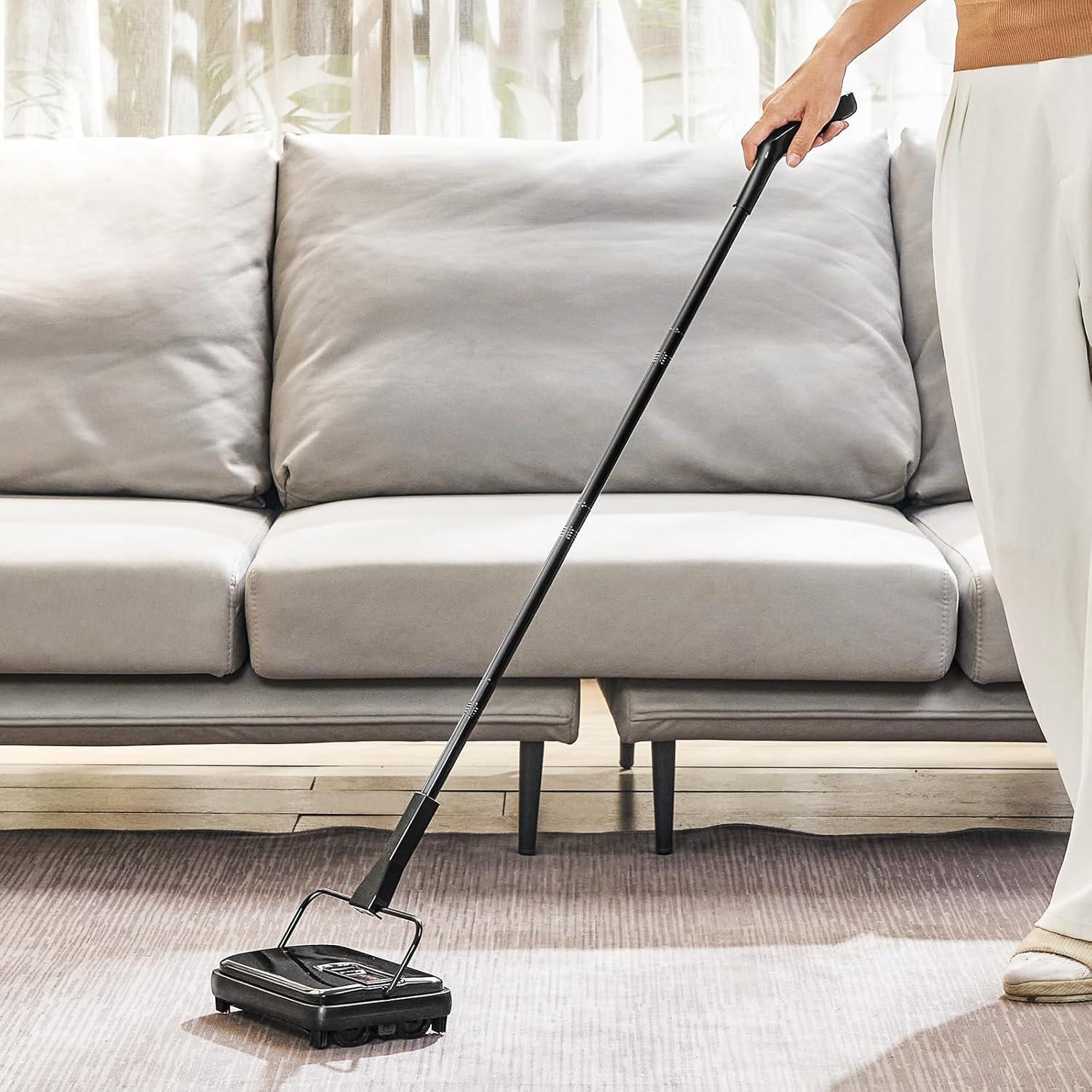 image:imageVEVOR Carpet Sweeper 787 in Sweeping Paths Floor Sweeper Manual Non Electric 300 ml Dustbin Capacity with Comb for Home Office Rugs Hardwood Surfaces Wood Floors Laminate Cleans Dust Pet HairBlack