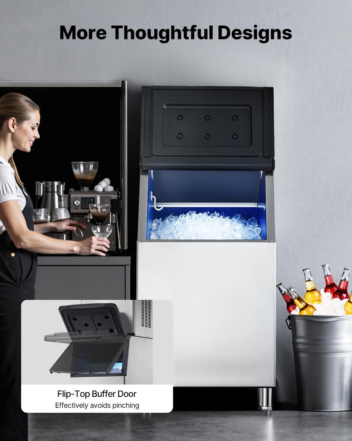 image:imageVEVOR Commercial Ice Maker Machine Head 300 LbsDay Stainless Steel Ice Machine with Scheduled IceMaking SelfCleaning Adjustable Thickness Ideal for Restaurant Bar Cafe Hotel Head OnlyIce Storage Bin
