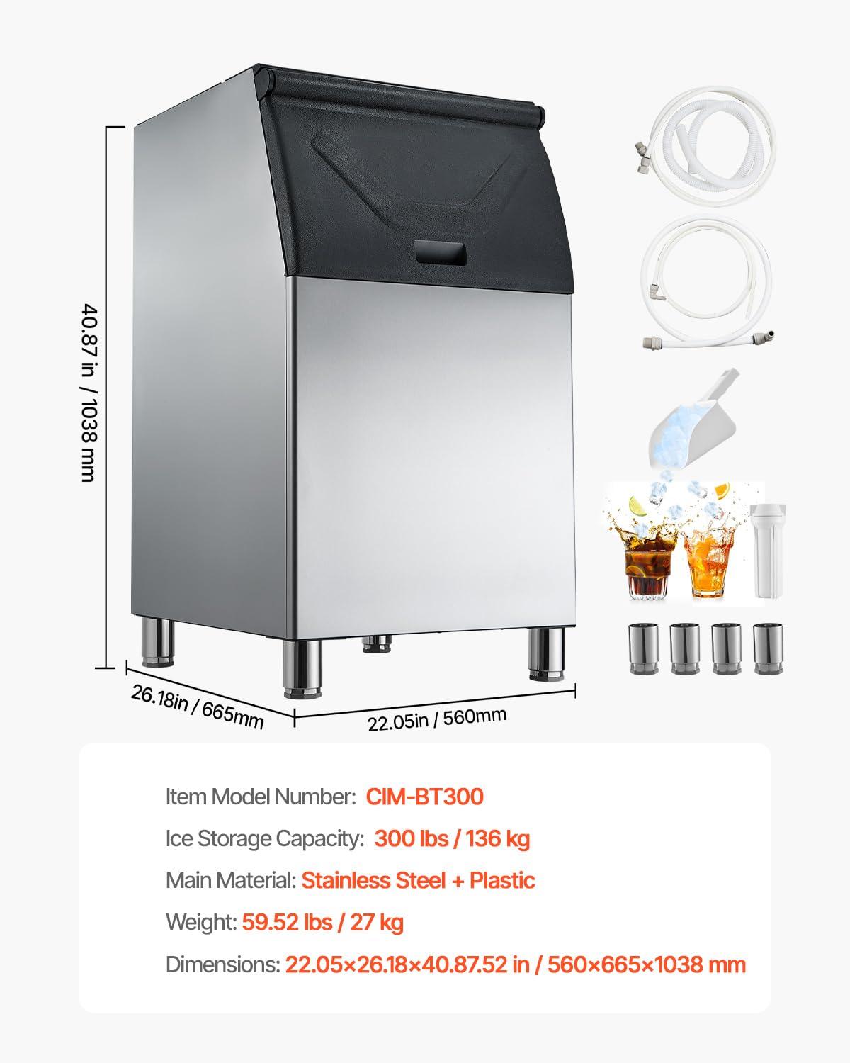 image:imageVEVOR Commercial Ice Maker Machine Head 300 LbsDay Stainless Steel Ice Machine with Scheduled IceMaking SelfCleaning Adjustable Thickness Ideal for Restaurant Bar Cafe Hotel Head OnlyIce Storage Bin