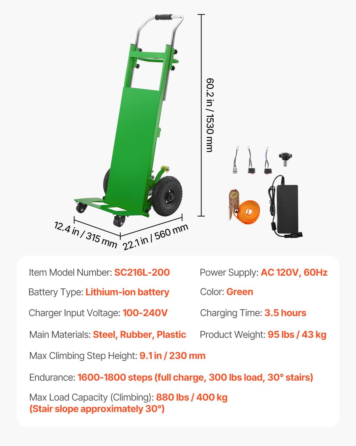 image:imageVEVOR Electric Stair Climbing Dolly 880lbs Electric Stair Climbing Hand Trucks with 1575in Rope amp Extendable Handle Heavy Duty Stair Climber for Warehouse Logistics Moving FurnitureBlueGreen
