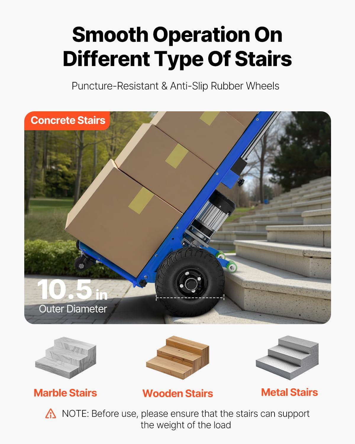 image:imageVEVOR Electric Stair Climbing Dolly 880lbs Electric Stair Climbing Hand Trucks with 1575in Rope amp Extendable Handle Heavy Duty Stair Climber for Warehouse Logistics Moving FurnitureBlueBlue