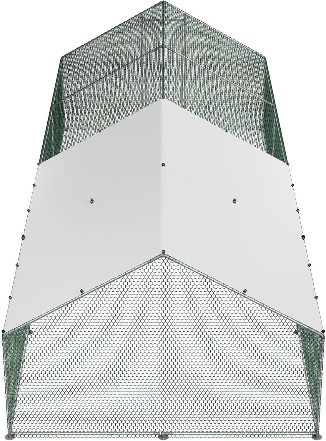 image:imageVEVOR Large Metal Chicken Coop 197x98x65ft Walkin Chicken Runs for Yard with Cover Spire Roof Hen House with Security Lock for Outdoor and Backyard Farm Duck Rabbit Cage Poultry PenSilver Spire Roof