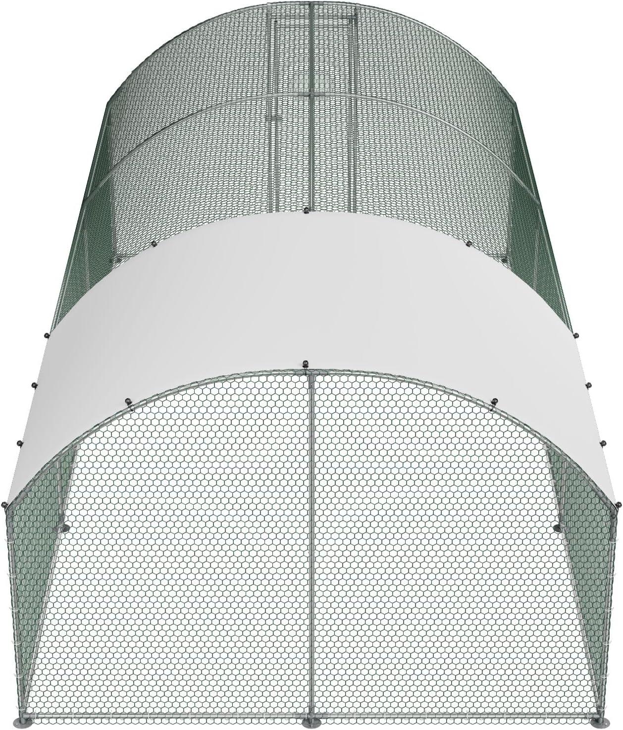 image:imageVEVOR Large Metal Chicken Coop 197x98x65ft Walkin Chicken Runs for Yard with Cover Spire Roof Hen House with Security Lock for Outdoor and Backyard Farm Duck Rabbit Cage Poultry PenSilver Dome Roof