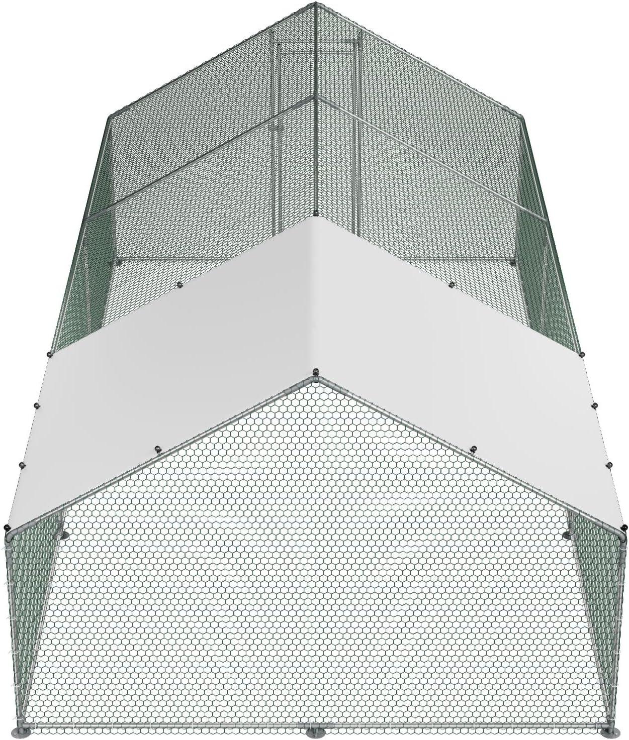 image:imageVEVOR Large Metal Chicken Coop 197x98x65ft Walkin Chicken Runs for Yard with Cover Spire Roof Hen House with Security Lock for Outdoor and Backyard Farm Duck Rabbit Cage Poultry PenSilver Spire Roof