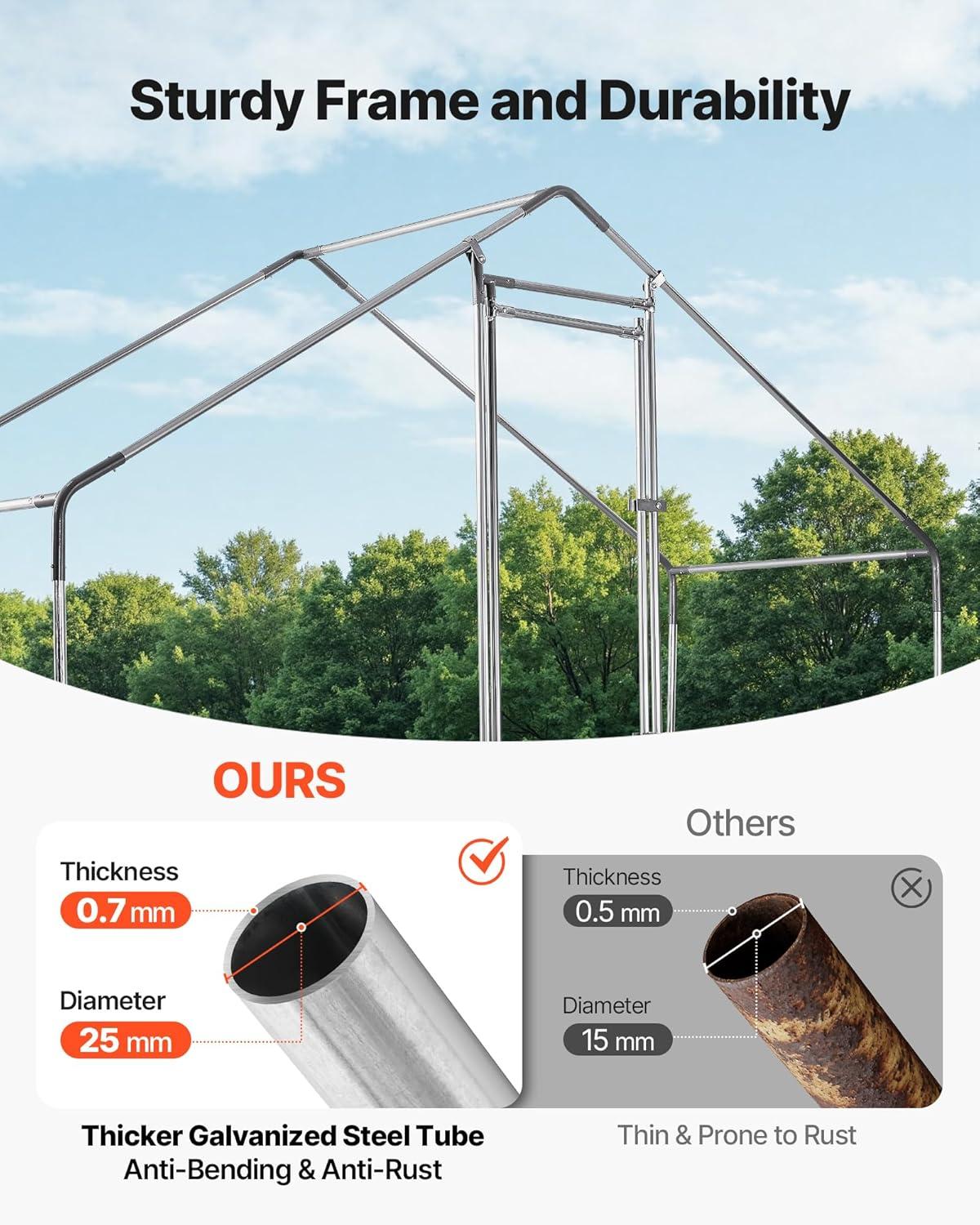 image:imageVEVOR Large Metal Chicken Coop 197x98x65ft Walkin Chicken Runs for Yard with Cover Spire Roof Hen House with Security Lock for Outdoor and Backyard Farm Duck Rabbit Cage Poultry PenBlack Spire Roof