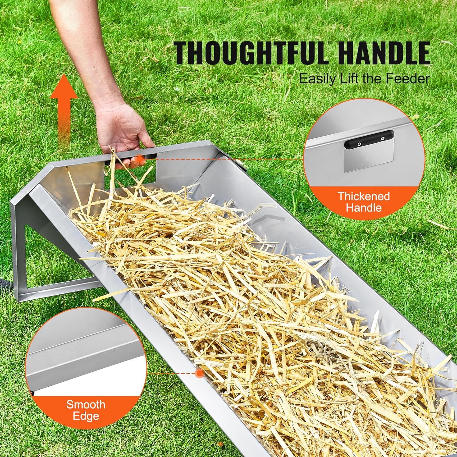 image:imageVEVOR Livestock Feeding Trough 22 Gallon Capacity 45 Hay Feeder Heavy Duty Steel Livestock Trough Galvanized Steel Sheep Feeder Trough Feeding up to 10 Goats for Horse Sheep Hog Farm Sheds Pen1 PCS