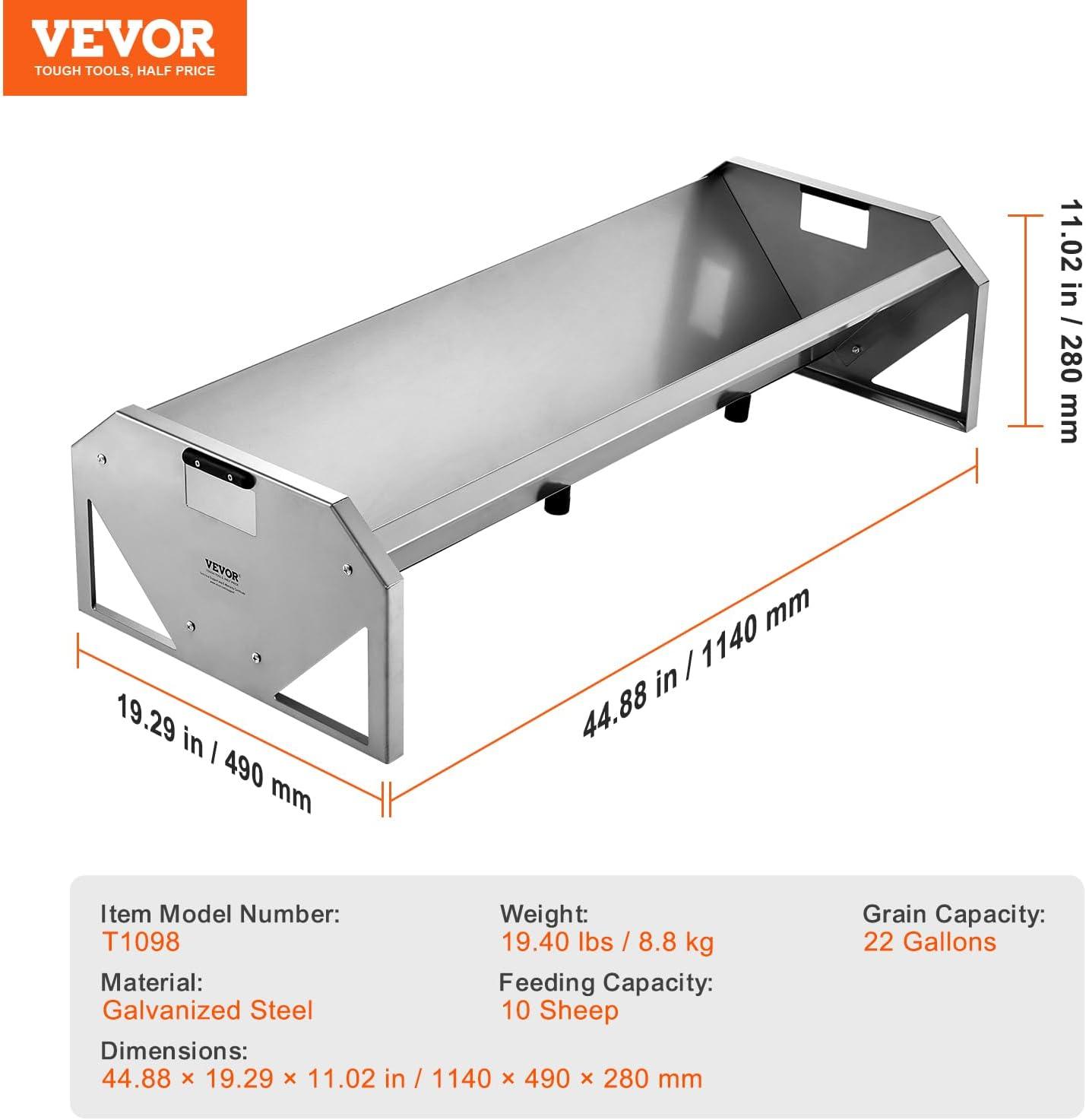 image:imageVEVOR Livestock Feeding Trough 22 Gallon Capacity 45 Hay Feeder Heavy Duty Steel Livestock Trough Galvanized Steel Sheep Feeder Trough Feeding up to 10 Goats for Horse Sheep Hog Farm Sheds Pen1 PCS