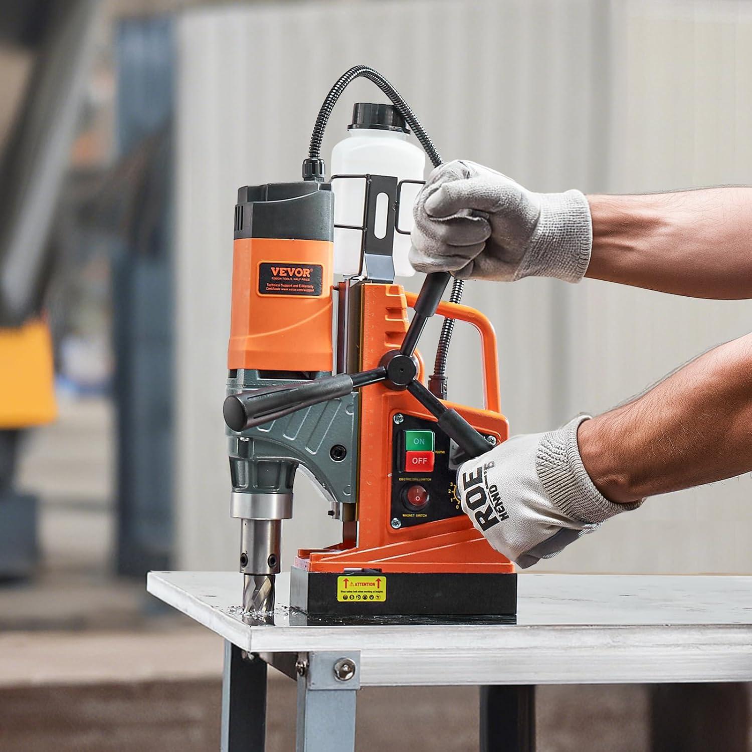 image:imageVEVOR Magnetic Drill 1450W Motor 16 in Boring Diameter 2810 lbf Portable Electric Mag Drill Press with 2 Coring Bits Variable Speed Drilling Machine for Metal Surface Home Improvement IndustryW 157 2pcs Tapping NEW