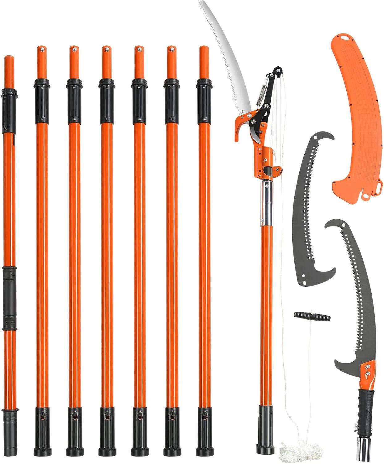 image:imageVEVOR Manual Pole Saw 7327 ft Extendable Tree Pruner Sharp Steel Blade and Scissors High Branches Trimming Branch Trimmer with Lightweight 8 Fiberglass Handles for Pruning Palms and ShrubsPole Saw with Scissors Pro