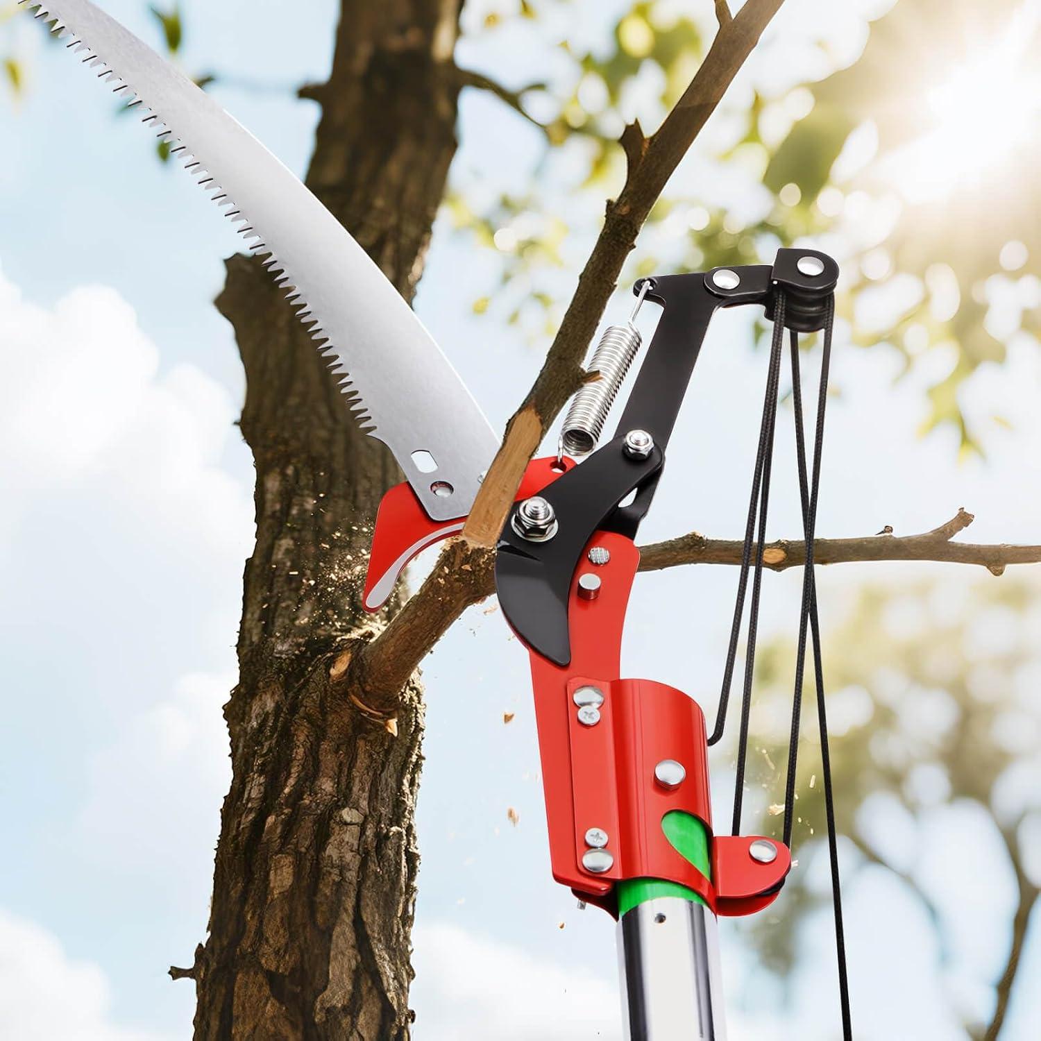 image:imageVEVOR Manual Pole Saw 7327 ft Extendable Tree Pruner Sharp Steel Blade and Scissors High Branches Trimming Branch Trimmer with Lightweight 8 Fiberglass Handles for Pruning Palms and ShrubsPole Saw with Scissors