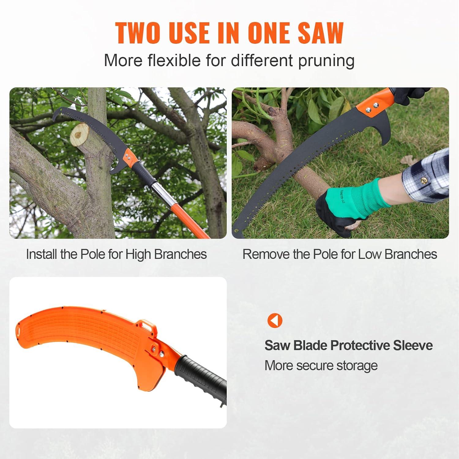image:imageVEVOR Manual Pole Saw 7327 ft Extendable Tree Pruner Sharp Steel Blade and Scissors High Branches Trimming Branch Trimmer with Lightweight 8 Fiberglass Handles for Pruning Palms and ShrubsPole Saw Pro
