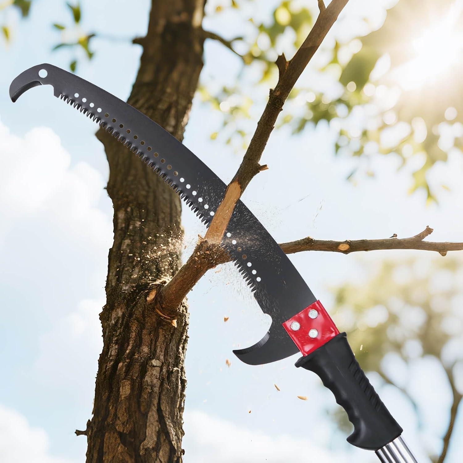 image:imageVEVOR Manual Pole Saw 7327 ft Extendable Tree Pruner Sharp Steel Blade and Scissors High Branches Trimming Branch Trimmer with Lightweight 8 Fiberglass Handles for Pruning Palms and ShrubsPole Saw