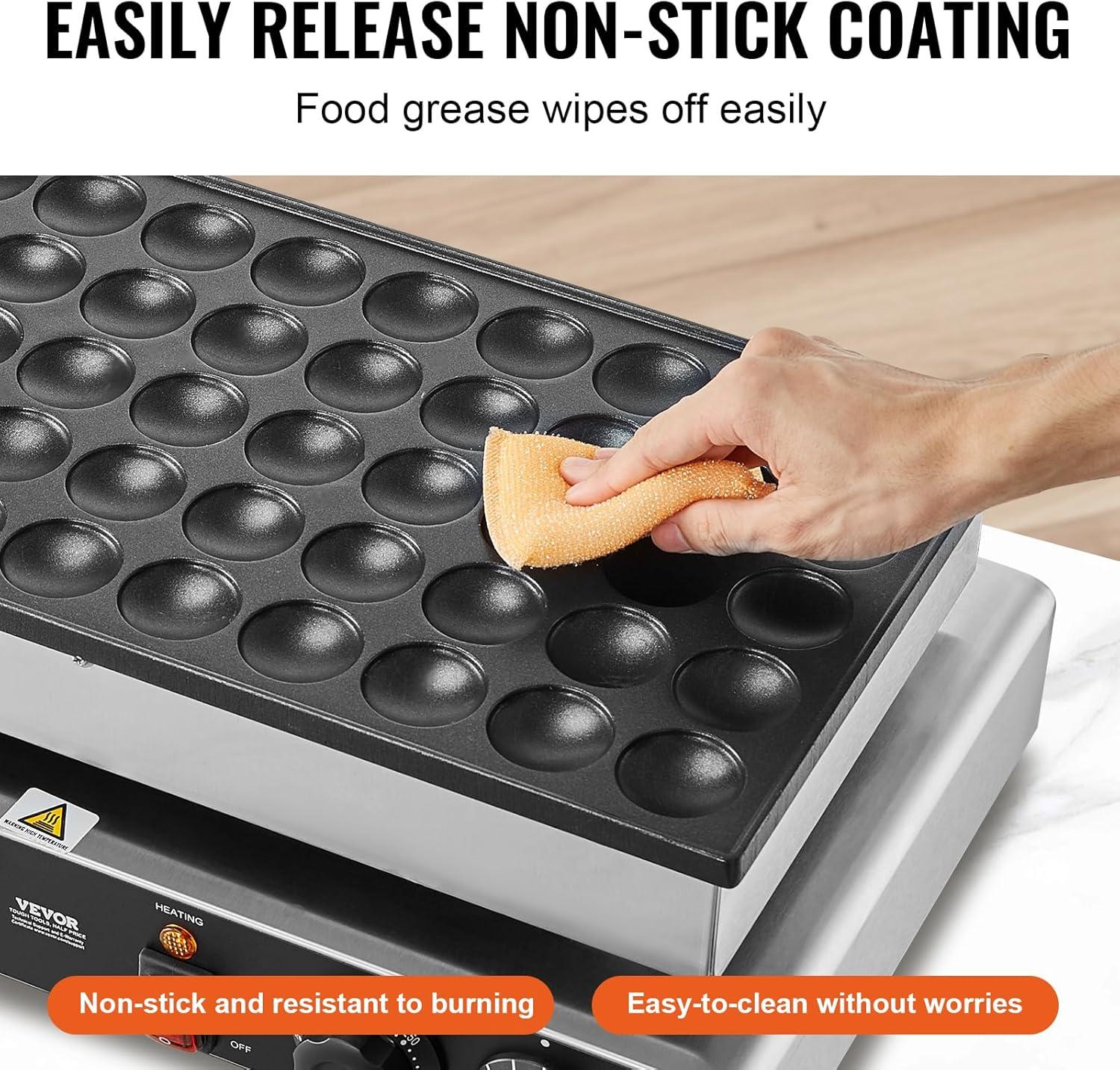image:imageVEVOR Mini Pancake Maker 25PCS 43mm Diameter Dutch Muffin Waffle Baker Nonstick Stainless Steel Poffertjes Grill Commercial Electric Dorayaki Machine Temp amp Time Control Home Kitchen Restaurant50pcs