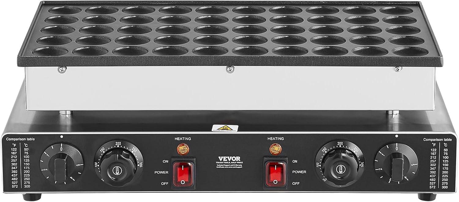 image:imageVEVOR Mini Pancake Maker 25PCS 43mm Diameter Dutch Muffin Waffle Baker Nonstick Stainless Steel Poffertjes Grill Commercial Electric Dorayaki Machine Temp amp Time Control Home Kitchen Restaurant50pcs
