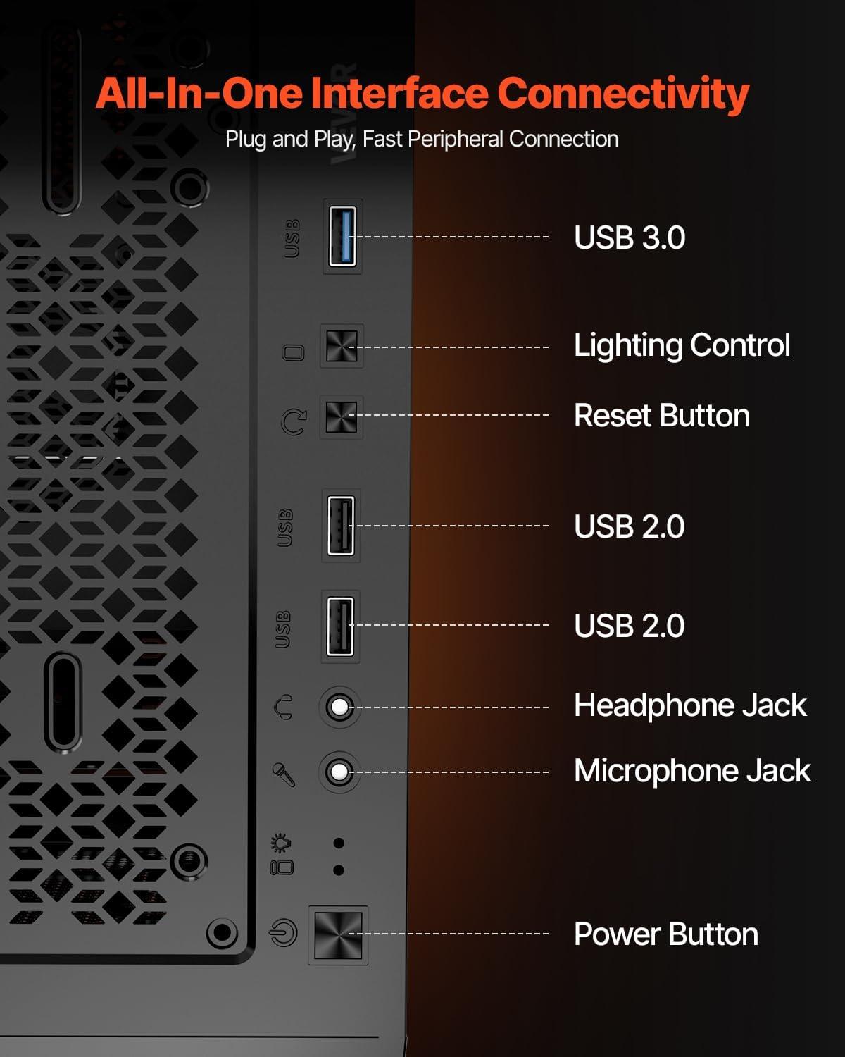 image:imageVEVOR PC Gaming Case MidTower Computer Case with HighAirflow Tempered Glass Panel Dust Filter 2 x 120 mm Fans Cable Management for GPU up to 360 mm in Length Compatible with ATXMATXITXFullTower