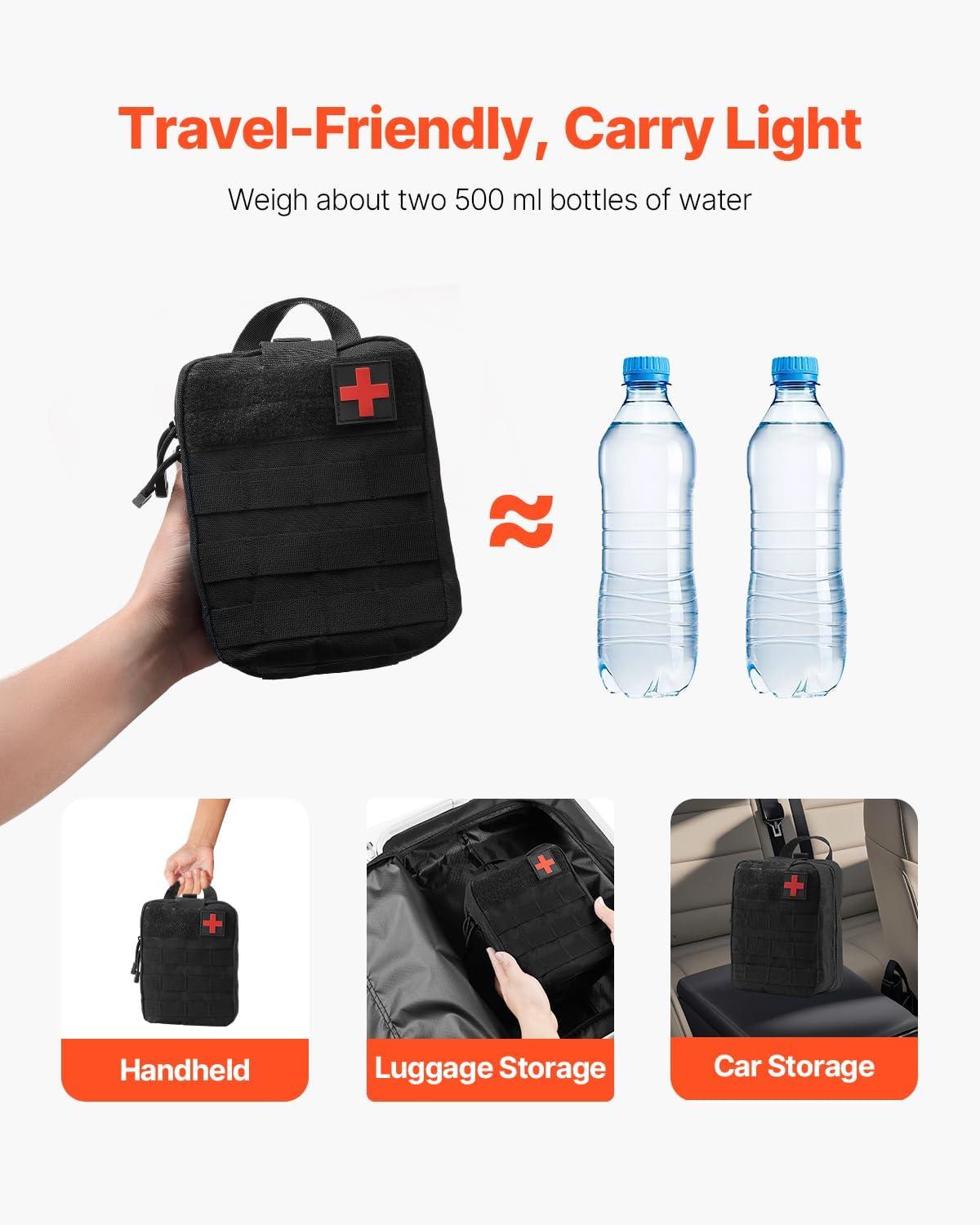 image:imageVEVOR Professional 500Piece First Aid Kit AllHazard Emergency Medical Supplies for Outdoor Home amp Car Durable 600D Nylon Bag250 Pieces