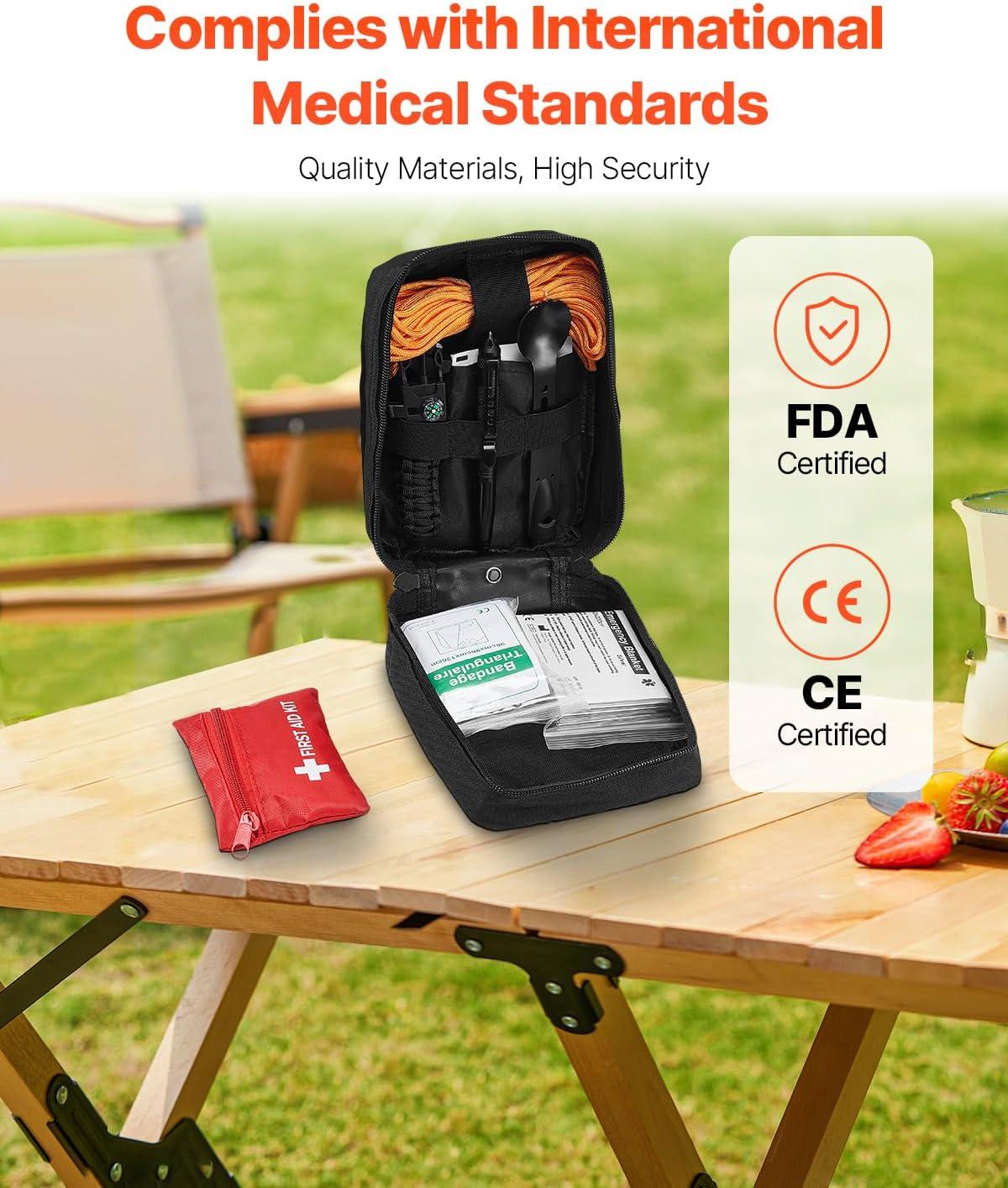 image:imageVEVOR Professional 500Piece First Aid Kit AllHazard Emergency Medical Supplies for Outdoor Home amp Car Durable 600D Nylon Bag250 Pieces