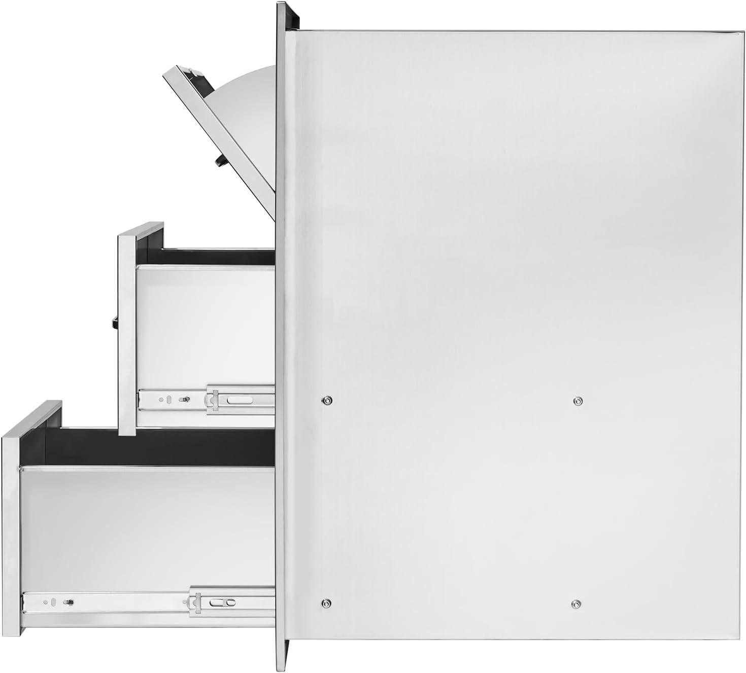 image:imageVEVOR PullOut Trash Drawer 134W x 257H x 196D Lower Sliding Rails Steel RollOut Trash Bin PullOut Tray Outdoor Handled Kitchen Trash Drawer for BBQ Island Grill Station Trash Can NOT IncludedPaper Tower