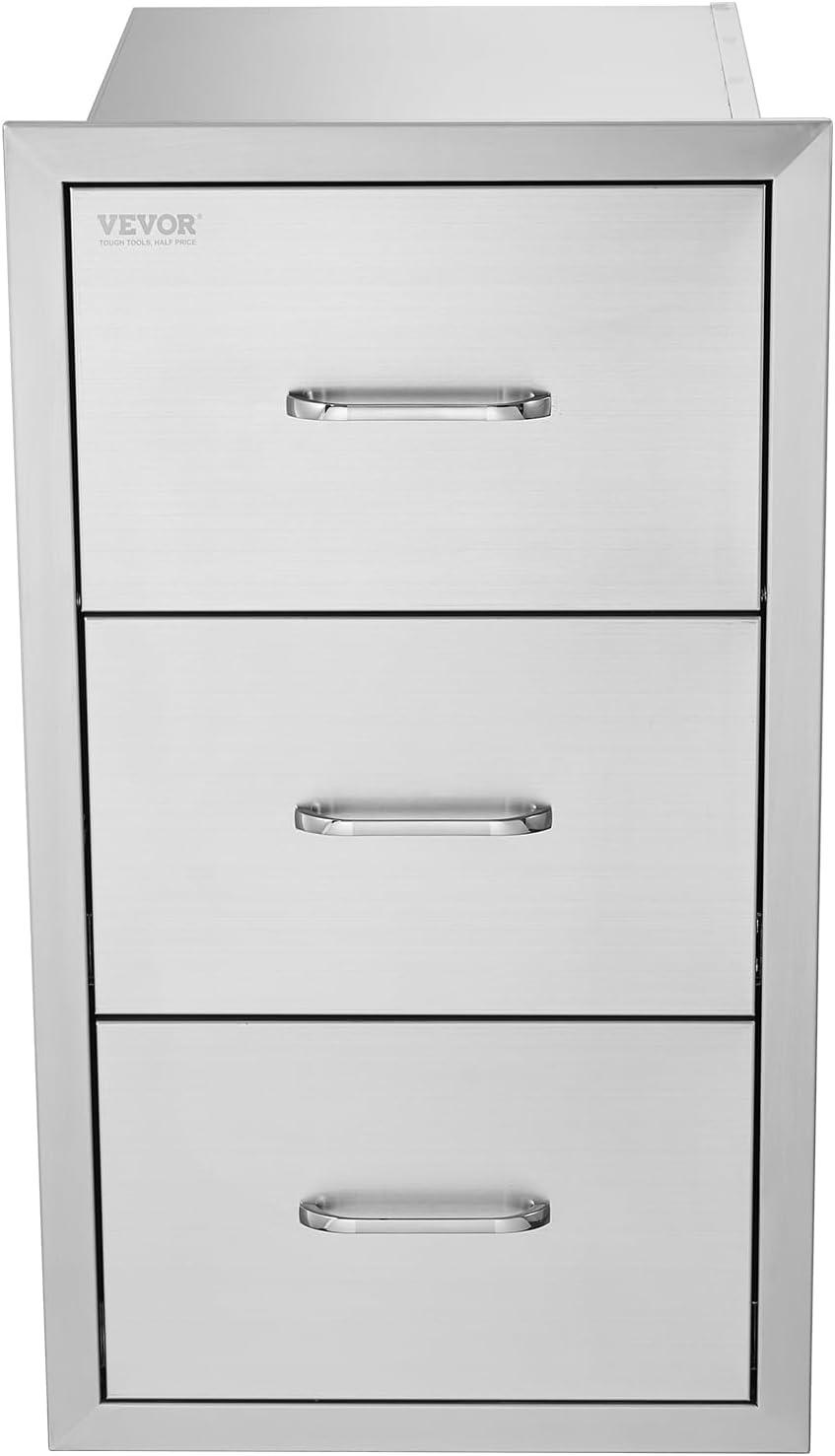 image:imageVEVOR PullOut Trash Drawer 134W x 257H x 196D Lower Sliding Rails Steel RollOut Trash Bin PullOut Tray Outdoor Handled Kitchen Trash Drawer for BBQ Island Grill Station Trash Can NOT IncludedPaper Tower