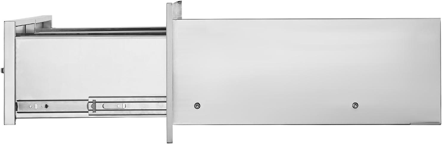 image:imageVEVOR PullOut Trash Drawer 134W x 257H x 196D Lower Sliding Rails Steel RollOut Trash Bin PullOut Tray Outdoor Handled Kitchen Trash Drawer for BBQ Island Grill Station Trash Can NOT IncludedHorizontal