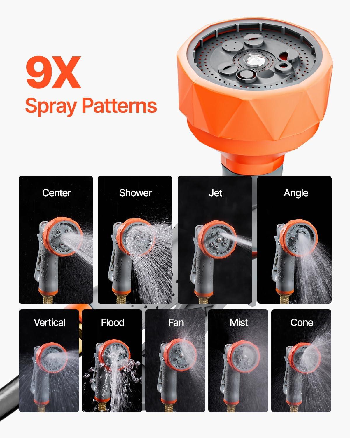 image:imageVEVOR Retractable Garden Hose Reel 12 Inch x 65 ft Wall Mounted Heavy Duty Garden Hose Reel with 9 Patterns Nozzle Any Length Lock Upgraded Slow Return System and 180Swivel Bracket84ft