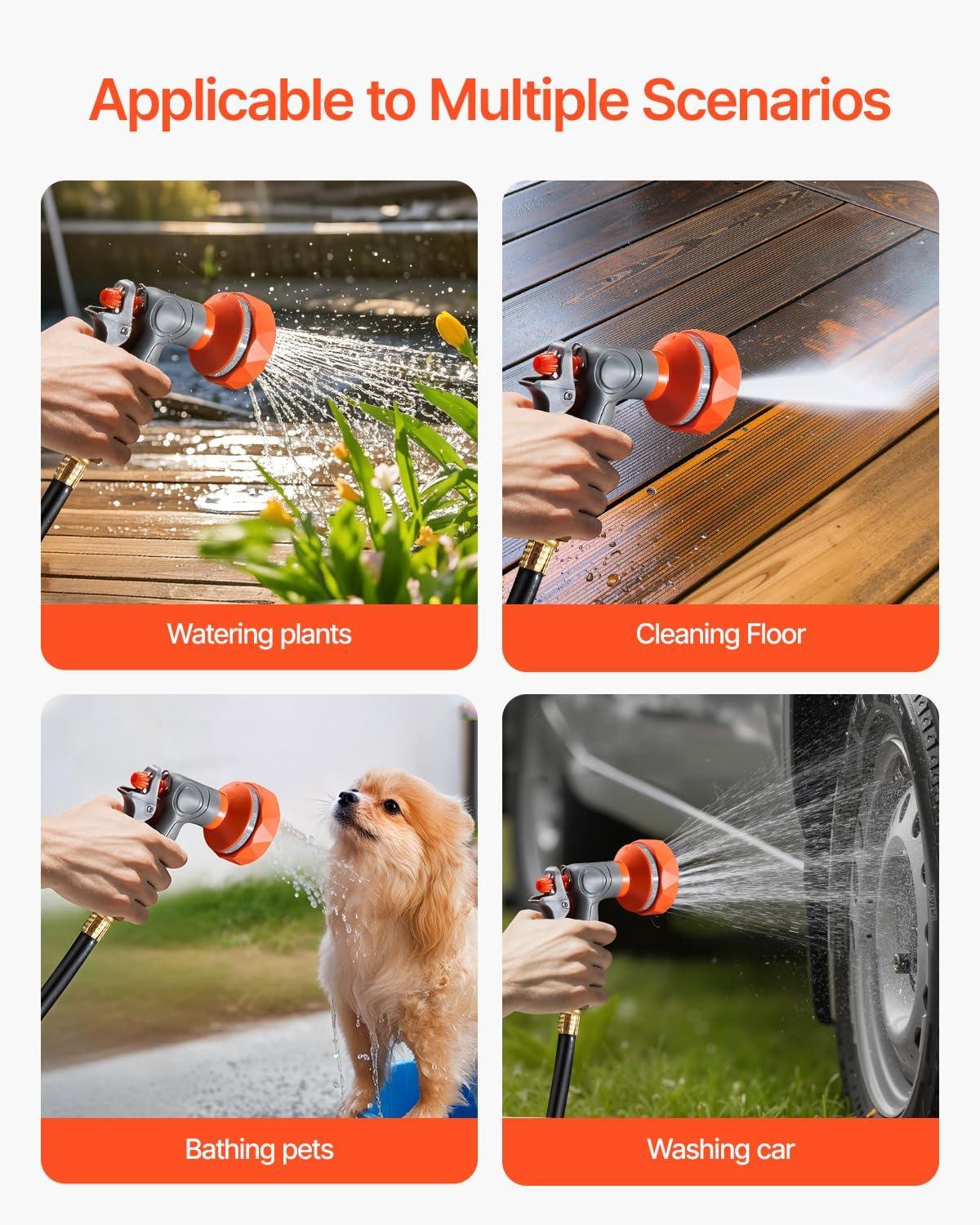 image:imageVEVOR Retractable Garden Hose Reel 12 Inch x 65 ft Wall Mounted Heavy Duty Garden Hose Reel with 9 Patterns Nozzle Any Length Lock Upgraded Slow Return System and 180Swivel Bracket65ft