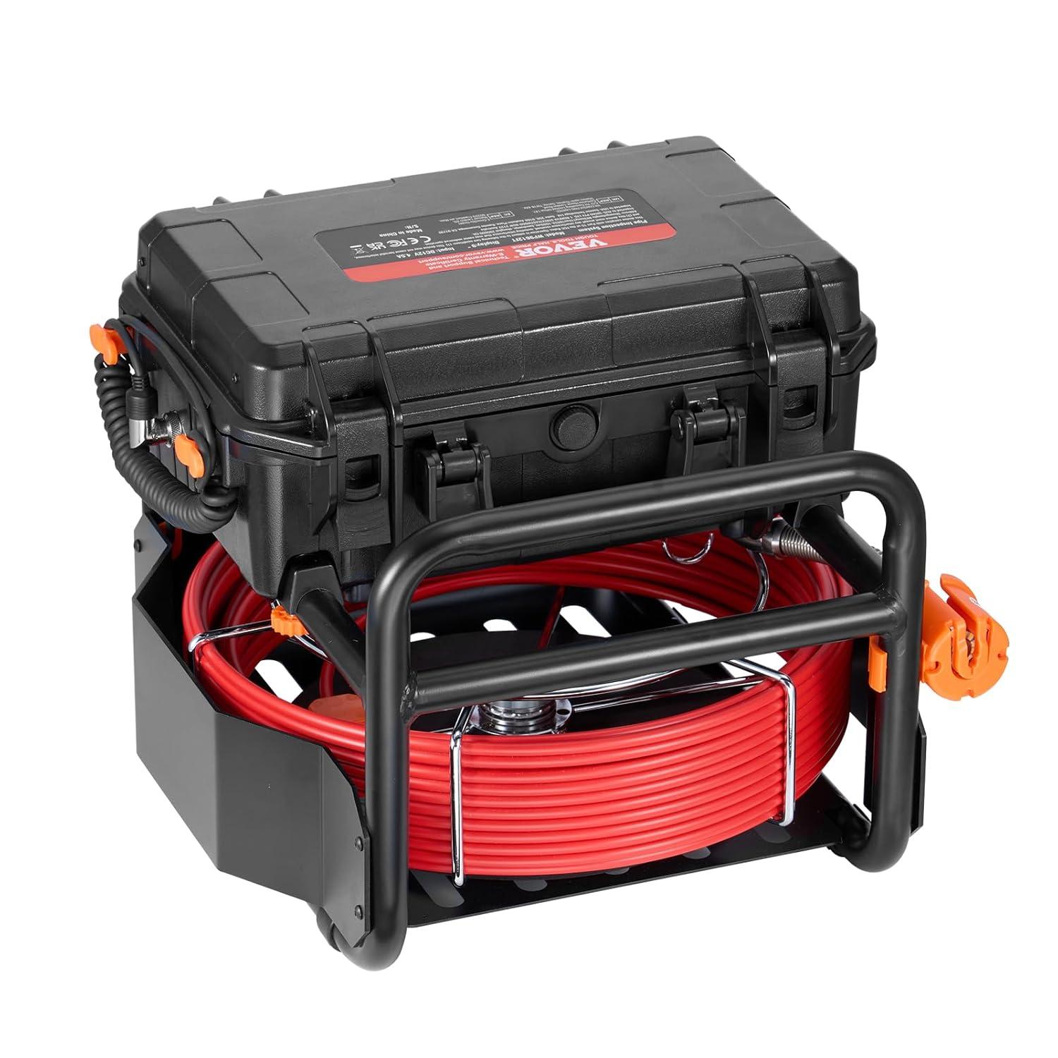 image:imageVEVOR Sewer Camera 165 ft50m SelfLeveling Drain Camera with 512Hz Transmitter Distance Counter 9 Screen 1080P HD Snake Plumbing Cameras with Lights12 LED amp 32GB Card for Duct Pipe