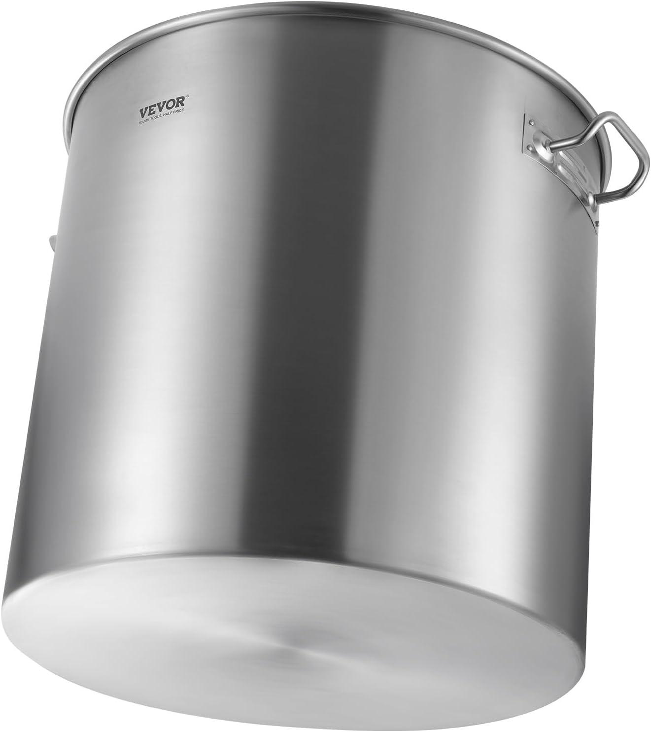 image:imageVEVOR Stainless Steel Stockpot 84 Quart Large Cooking Pots Cookware Sauce Pot with Basket Lid and Handle Heavy Duty Commercial Grade Stock Pot Sanding Treatment for Large Groups Events Silver100 Quarts